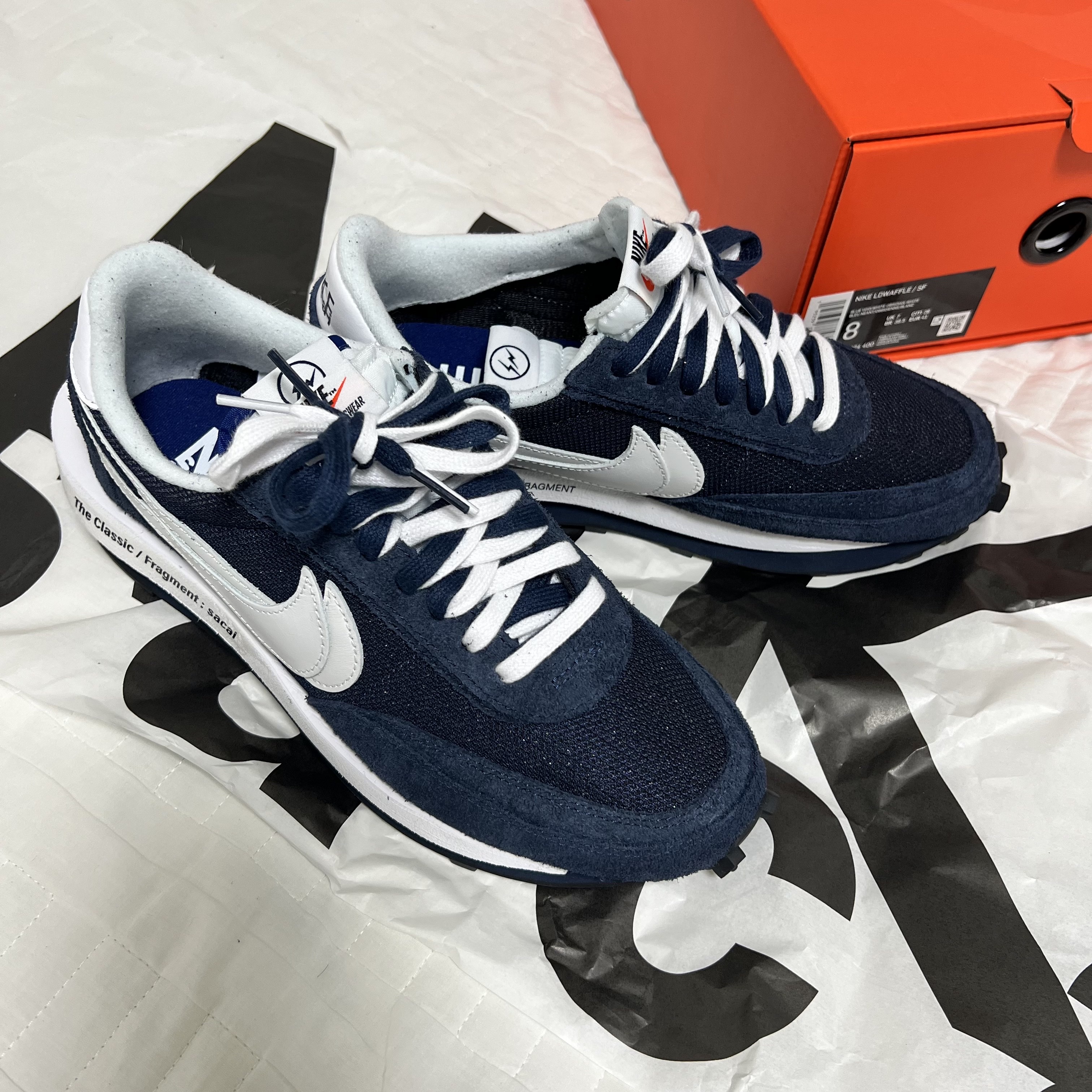 Nike x Sacai x Fragment LDWaffle Blackened Blue 착용 스타일 - 1