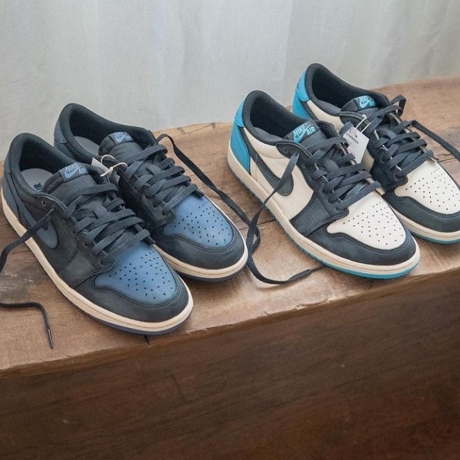 Jordan 1 Retro Low OG Black and Dark Powder Blue, (W) Jordan 1 Retro Low OG Black and Dark Powder Blue 착용 스타일 - 3