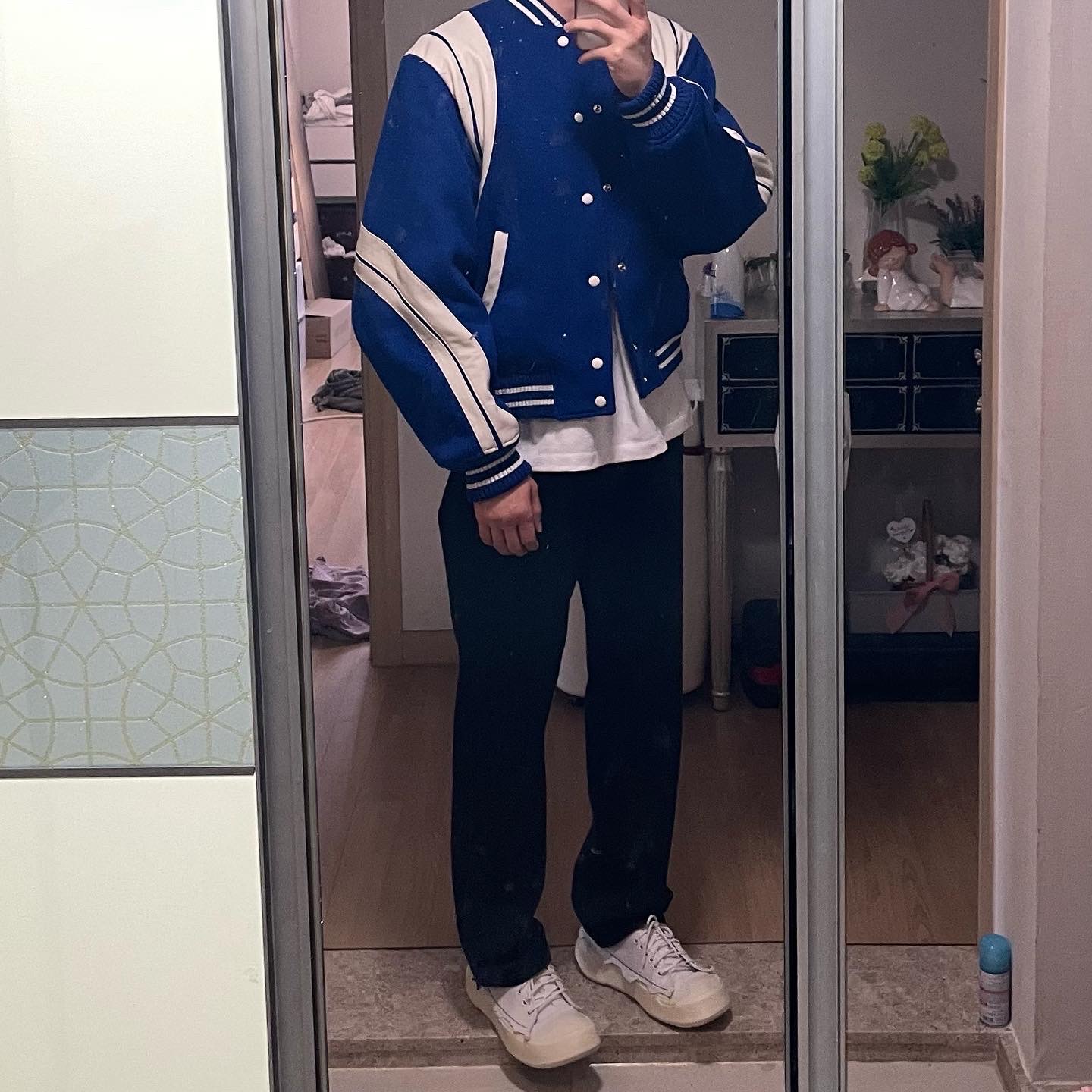 Ader Error Twit Jumper Blue 착용 스타일 - 1