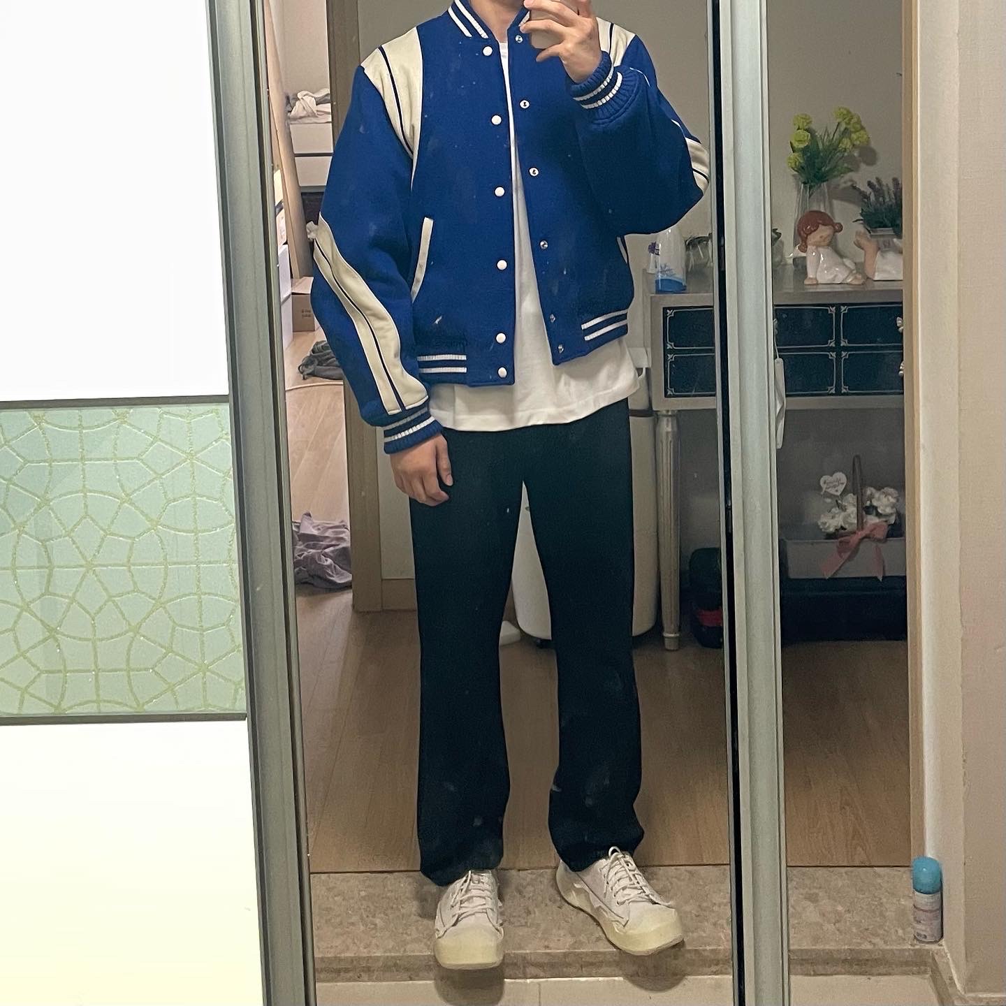 Ader Error Twit Jumper Blue 착용 스타일 - 2