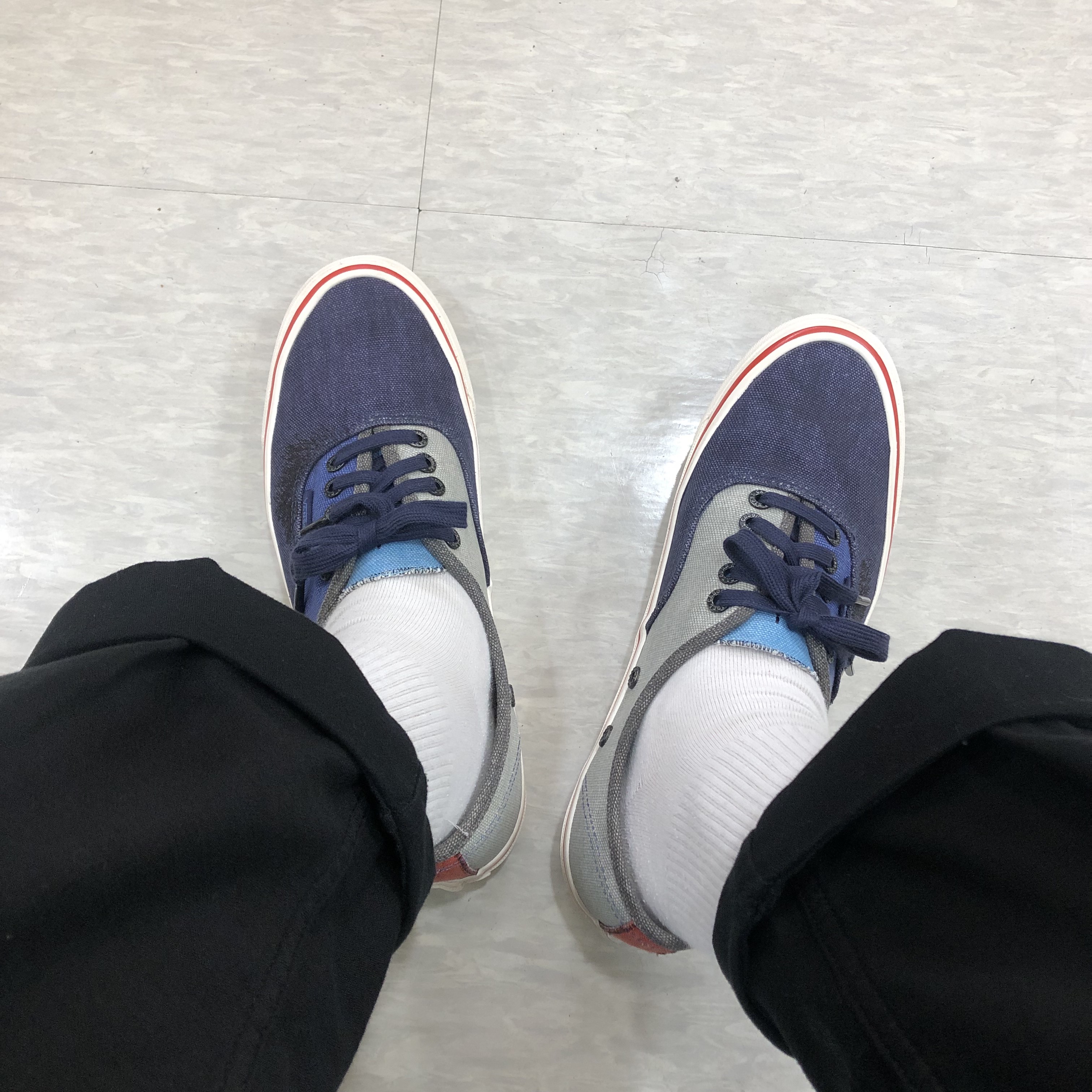 Vans Vault x Nigel Cabourn OG Authentic LX Crazy Navy Mix 착용 스타일