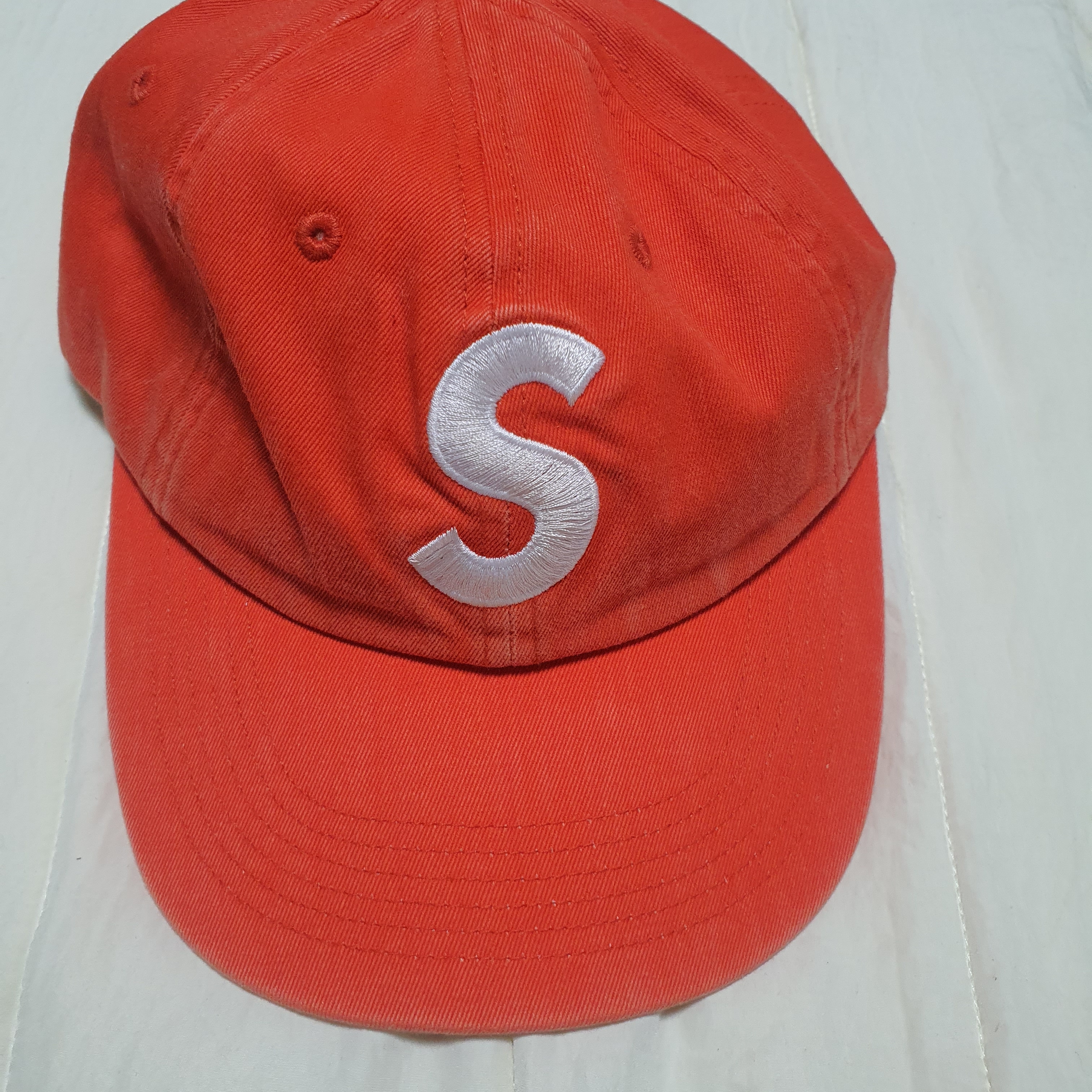 Supreme Pigment Print S Logo 6-Panel Orange - 22FW 착용 스타일