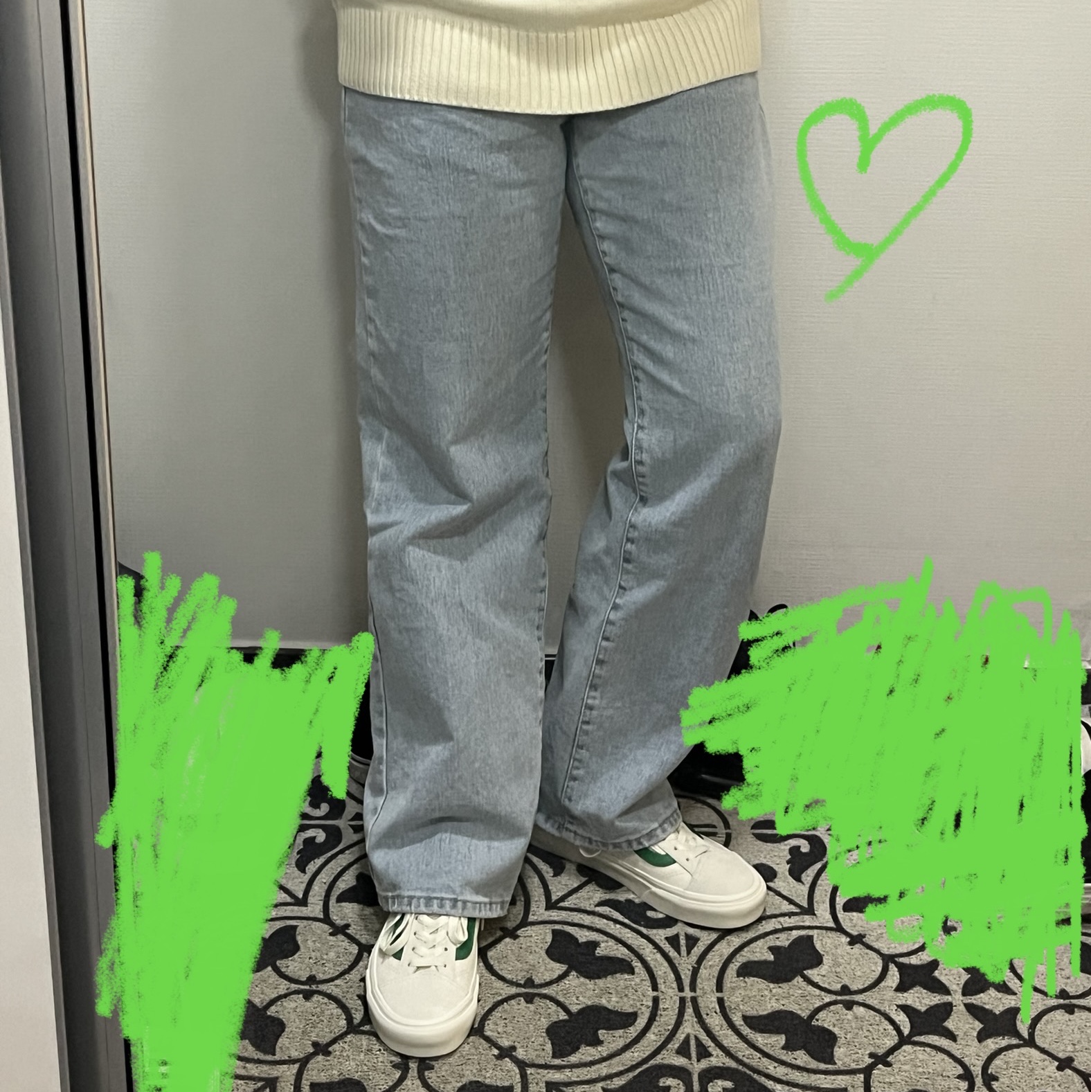 Vans Style 36 Marshmallow Jolly Green 착용 스타일 - 3