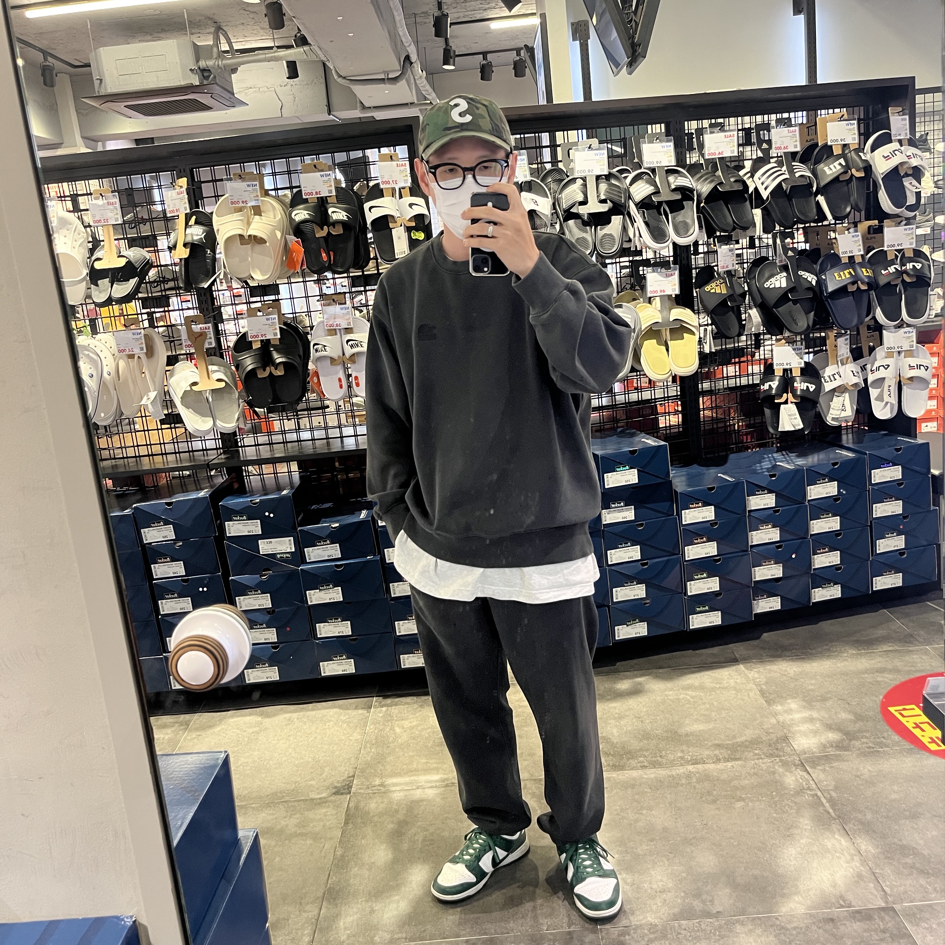 Supreme Ventile S Logo 6-Panel Swirl Camo - 21FW, Nike Dunk Low Retro Varsity Green 착용 스타일