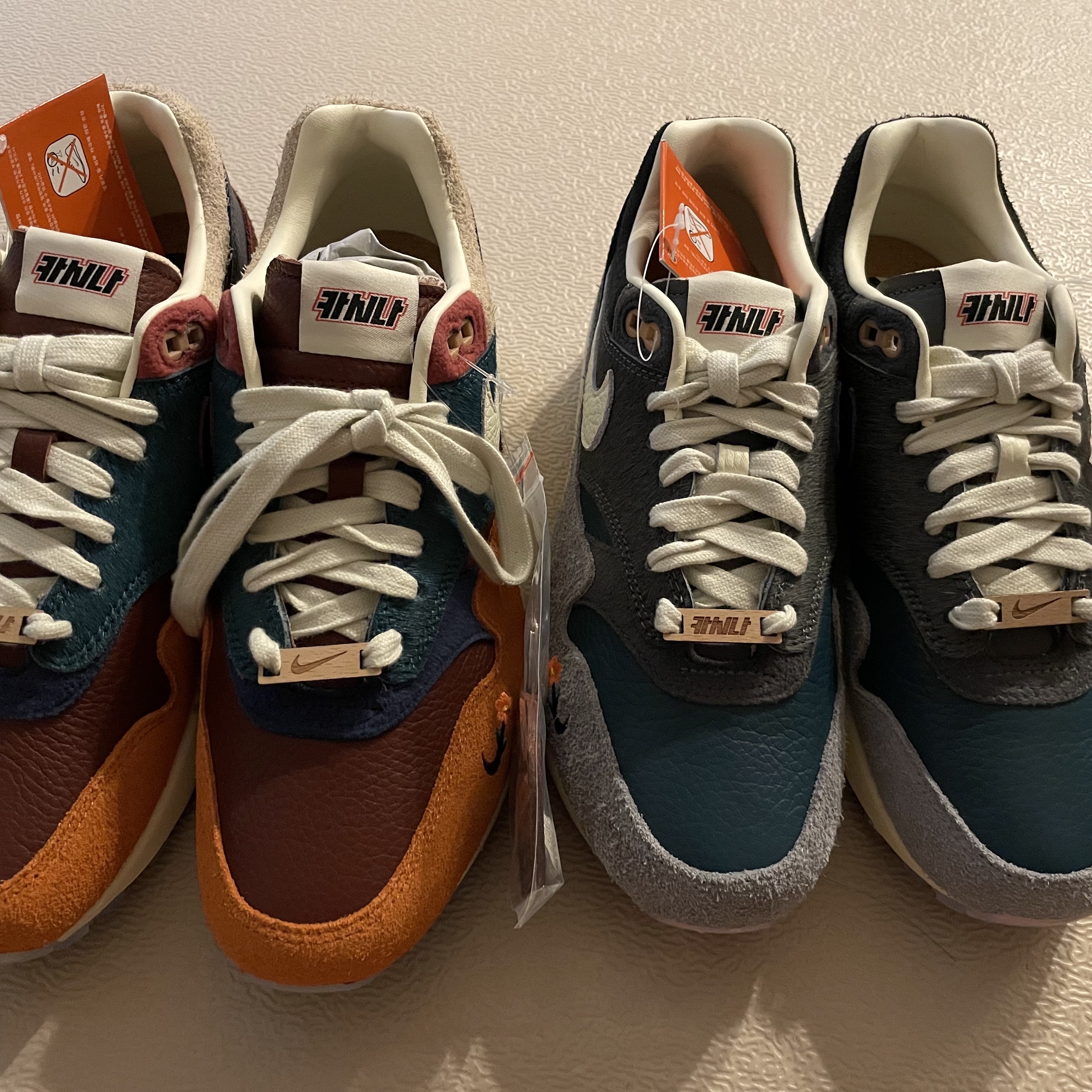 Nike x Kasina Air Max 1 SP Won-Ang Particle Grey, Nike x Kasina Air Max 1 SP Won-Ang Orange 착용 스타일 - 1