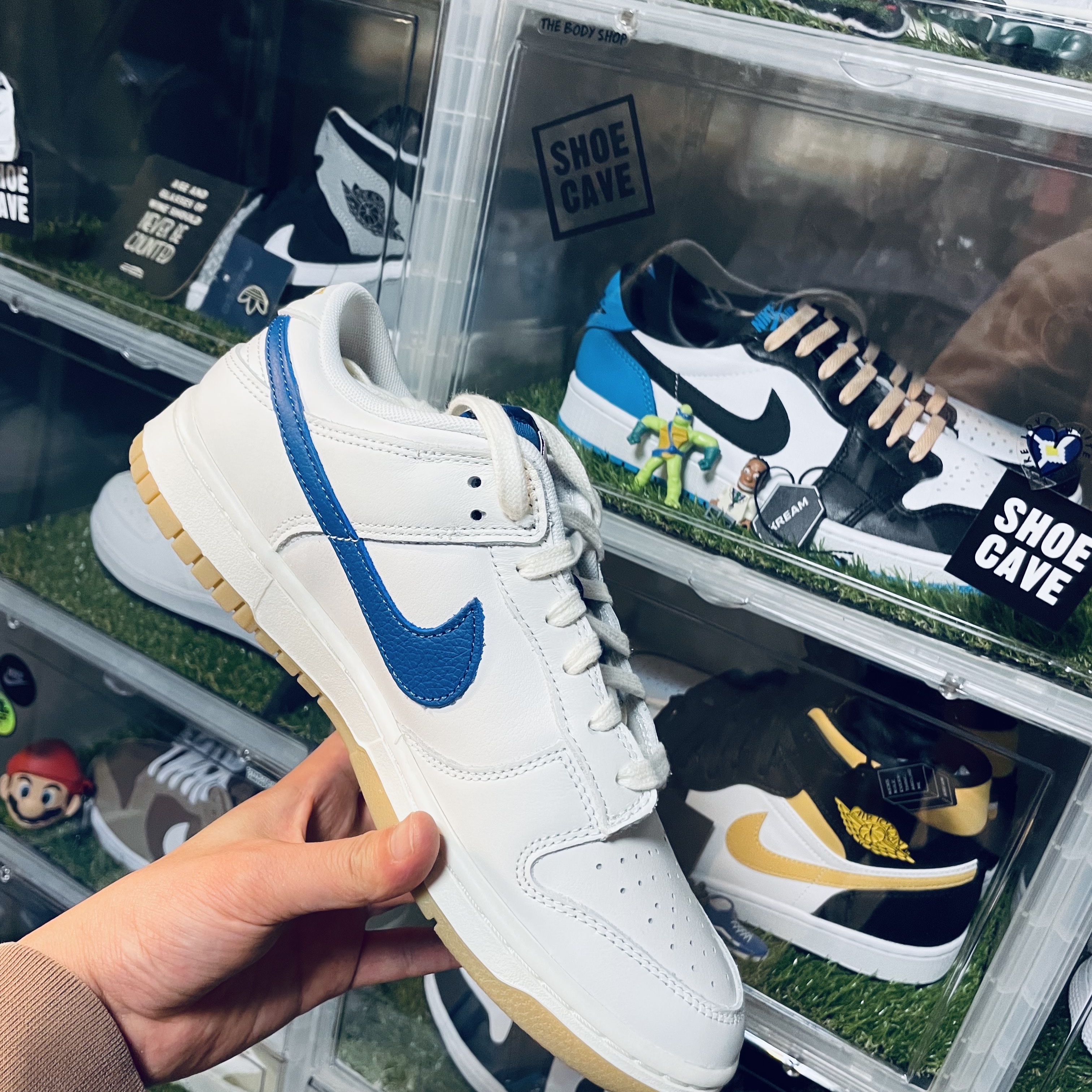Nike Dunk Low SE Sail Dark Marina Blue 착용 스타일 - 1