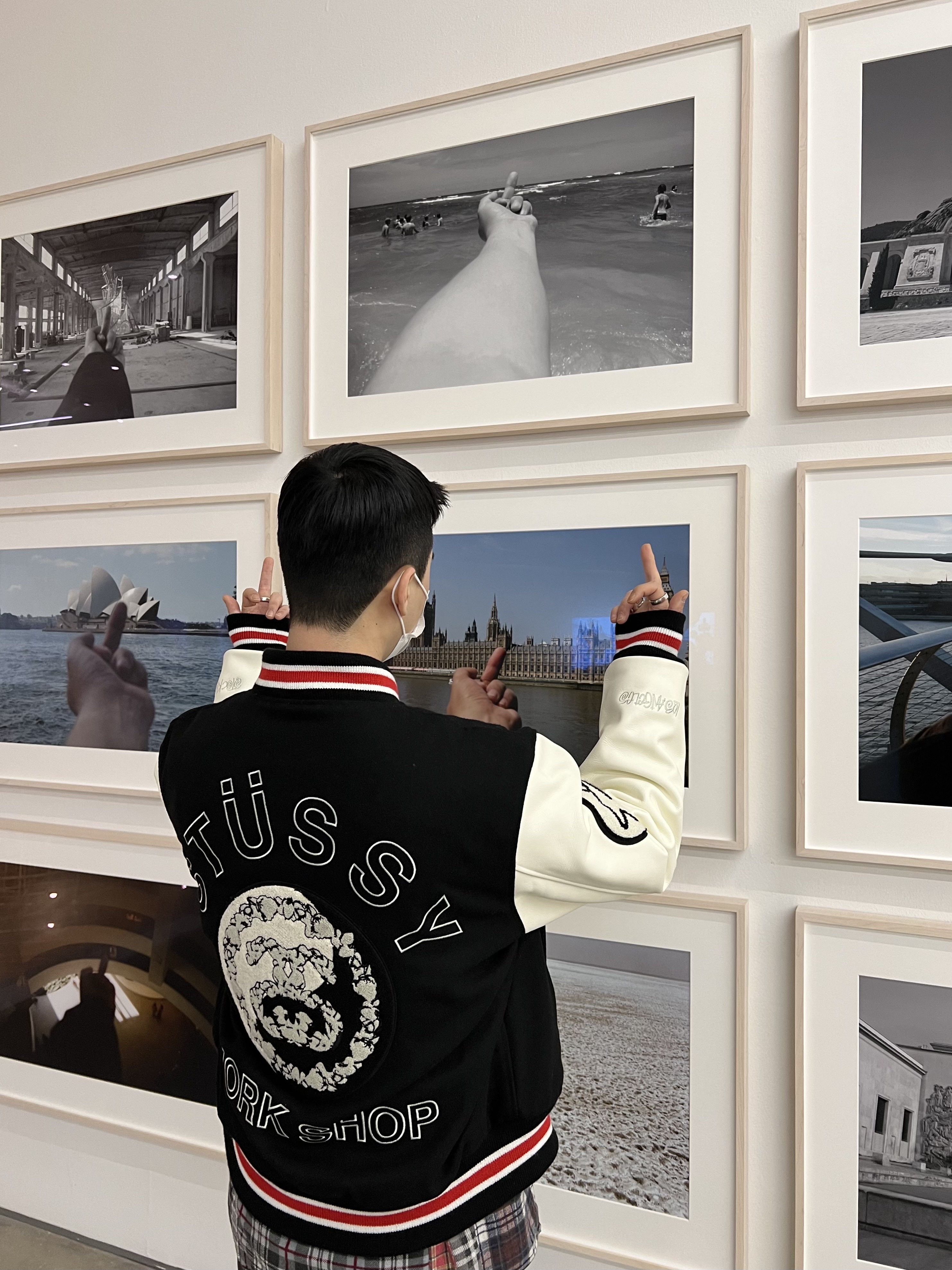 Stussy x Our Legacy x Denim Tears TTL Varsity Jacket Black, Nike x Supreme Air Force 1 Low White 착용 스타일 - 3