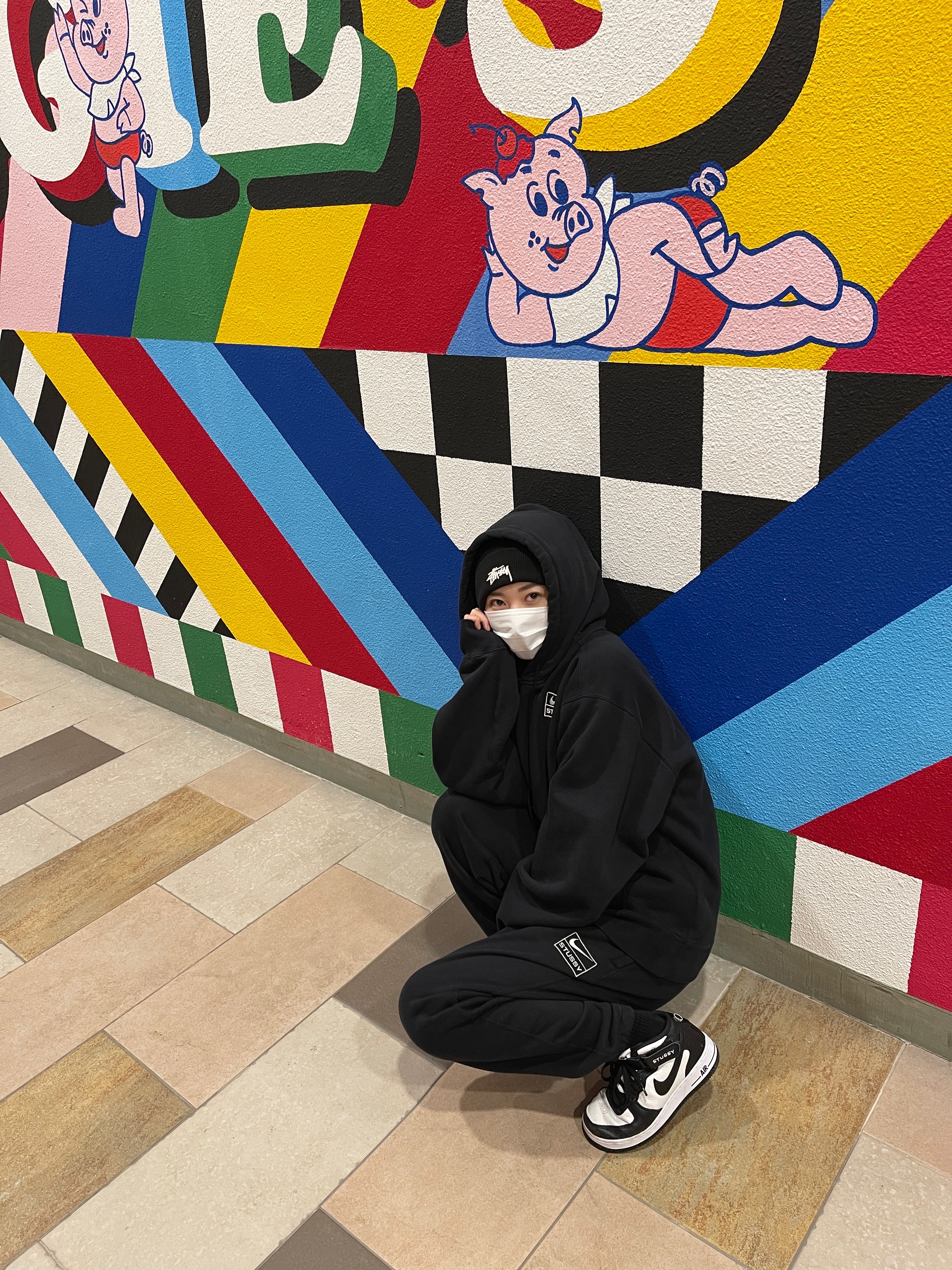 Nike x Stussy NRG RA Washed Pullover Hoodie Black (DN4028-010), Nike x Stussy NRG RA Washed Fleece Pants Black (DN4030-010) 착용 스타일 - 1