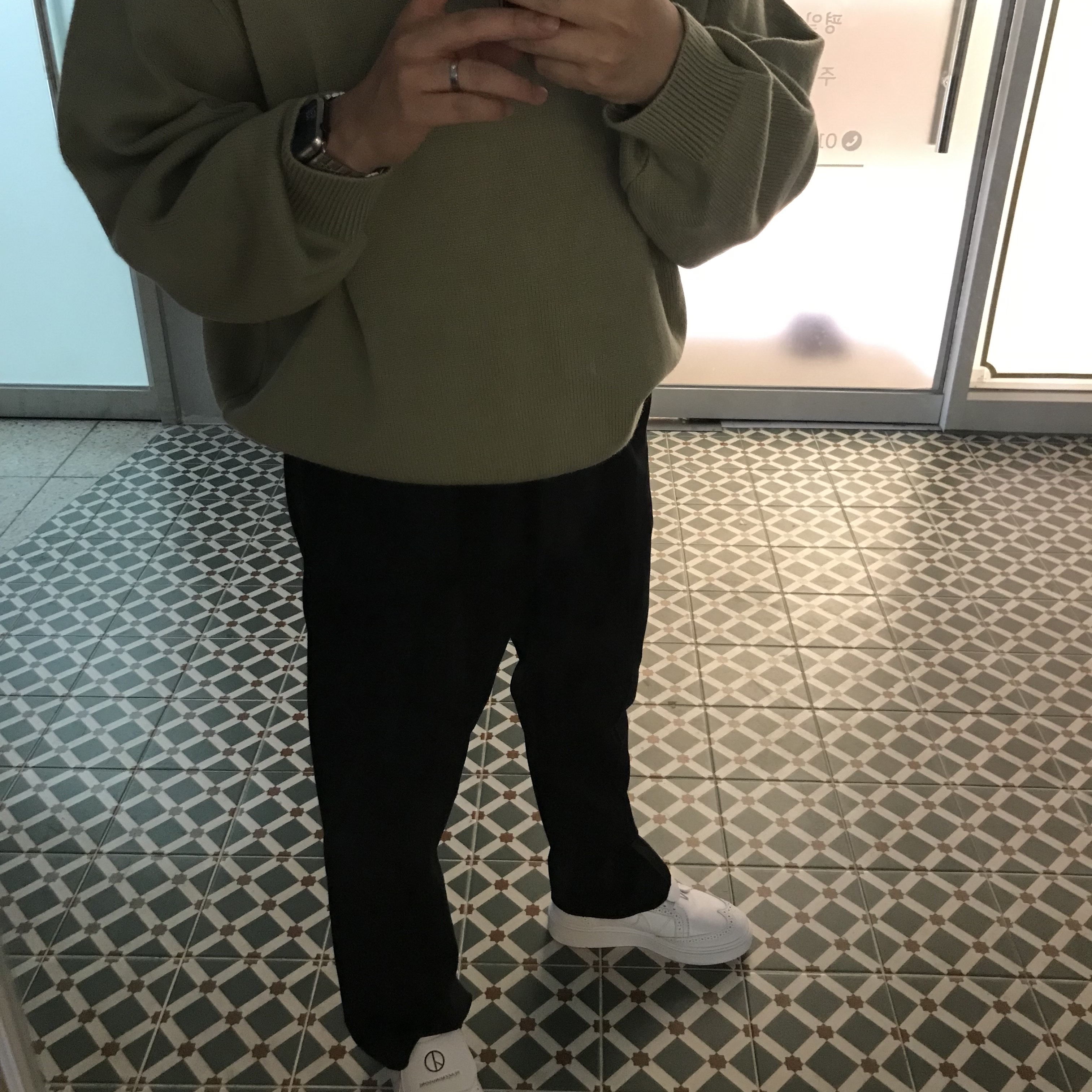 Essentials Knit Long Sleeve Polo Seafoam - 22SS, Nike x Peaceminusone Kwondo1 White 착용 스타일 - 1