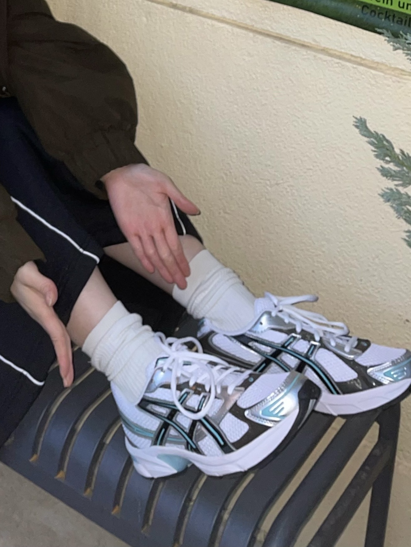Asics Gel-1130 White Black Mint 착용 스타일 - 3