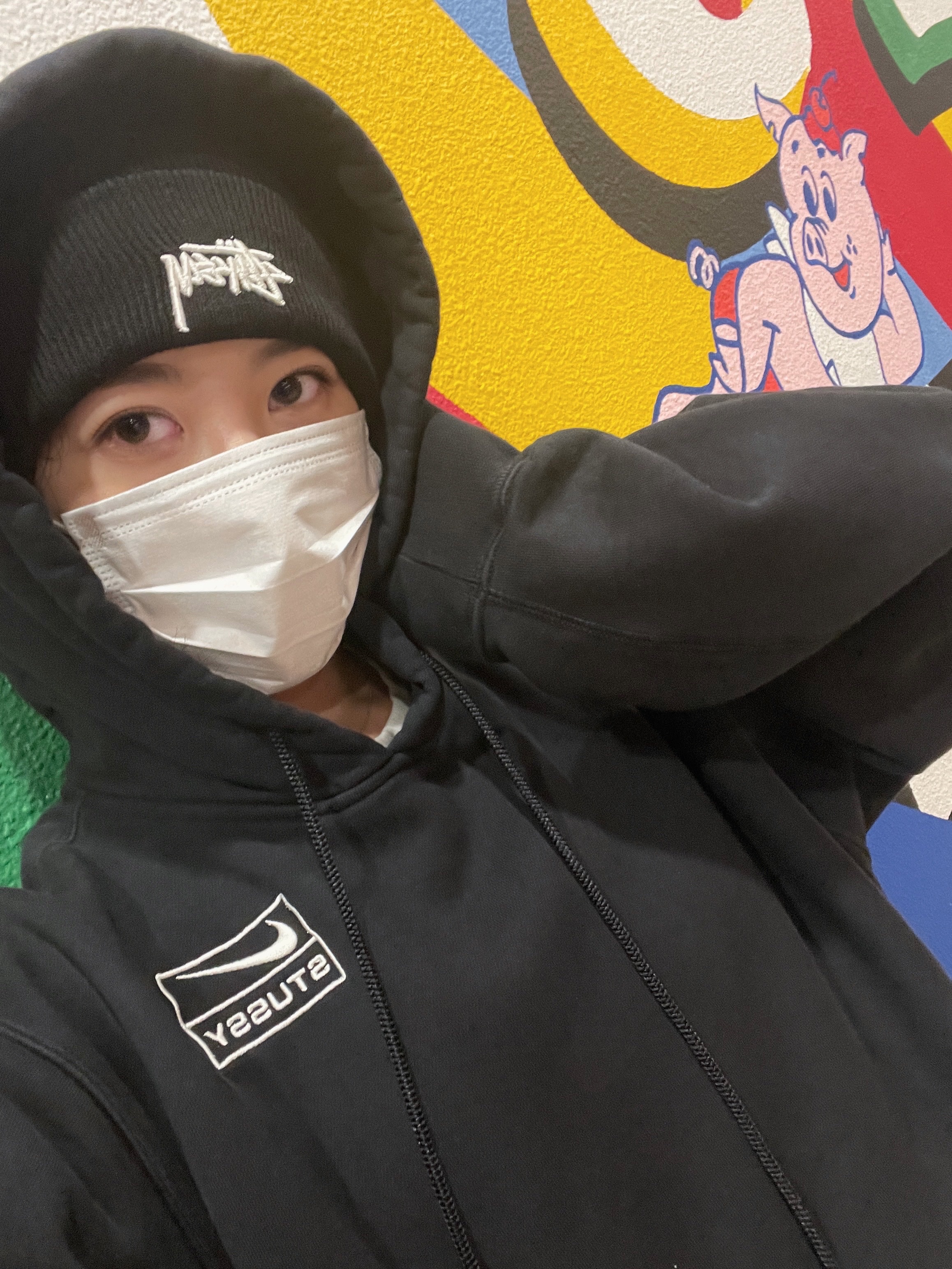 Nike x Stussy NRG RA Washed Pullover Hoodie Black (DN4028-010), Nike x Stussy NRG RA Washed Fleece Pants Black (DN4030-010) 착용 스타일 - 3