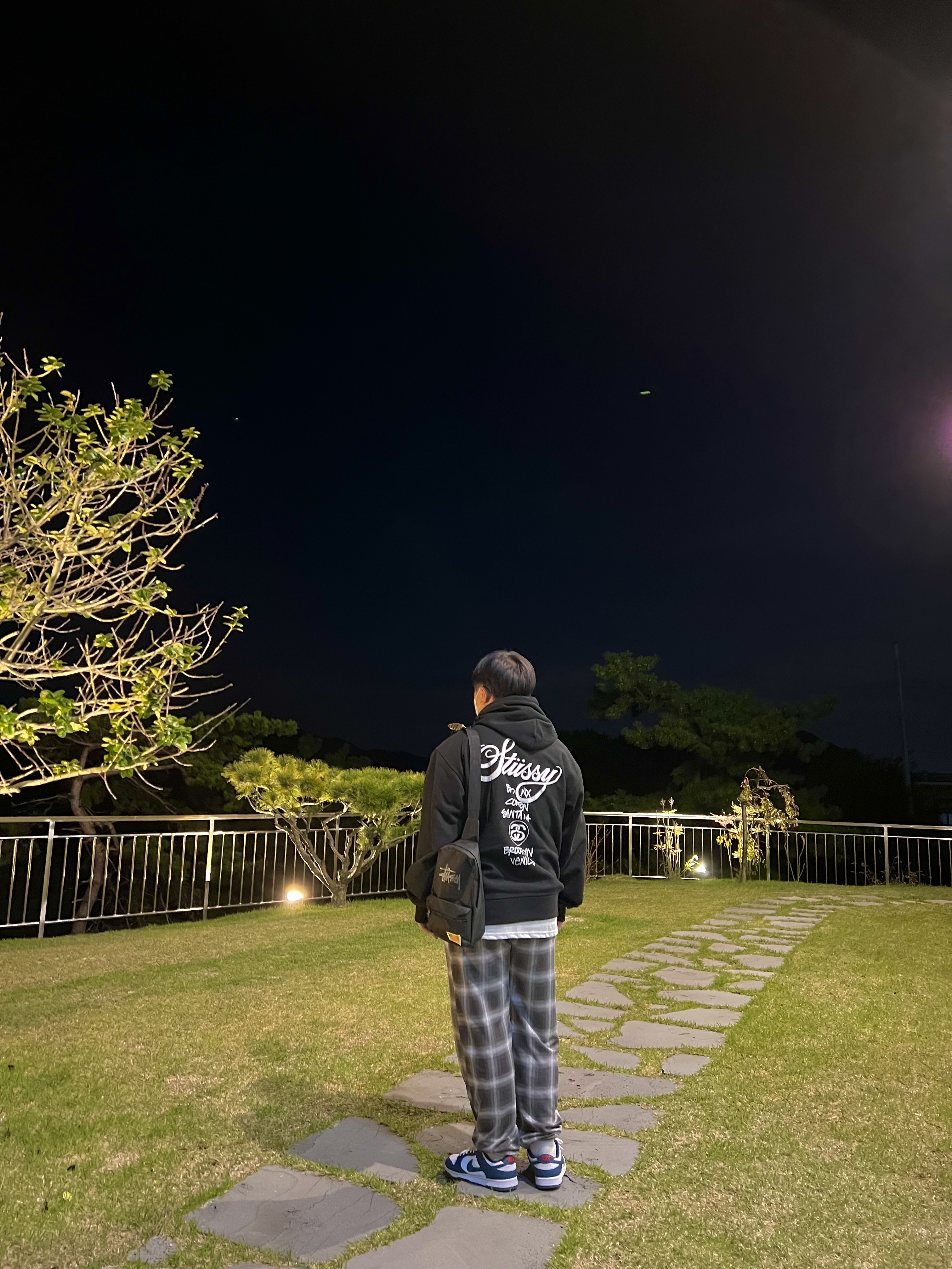Stussy World Tour Hoodie Black 2022, Nike Dunk Low Retro Valerian Blue 착용 스타일 - 2