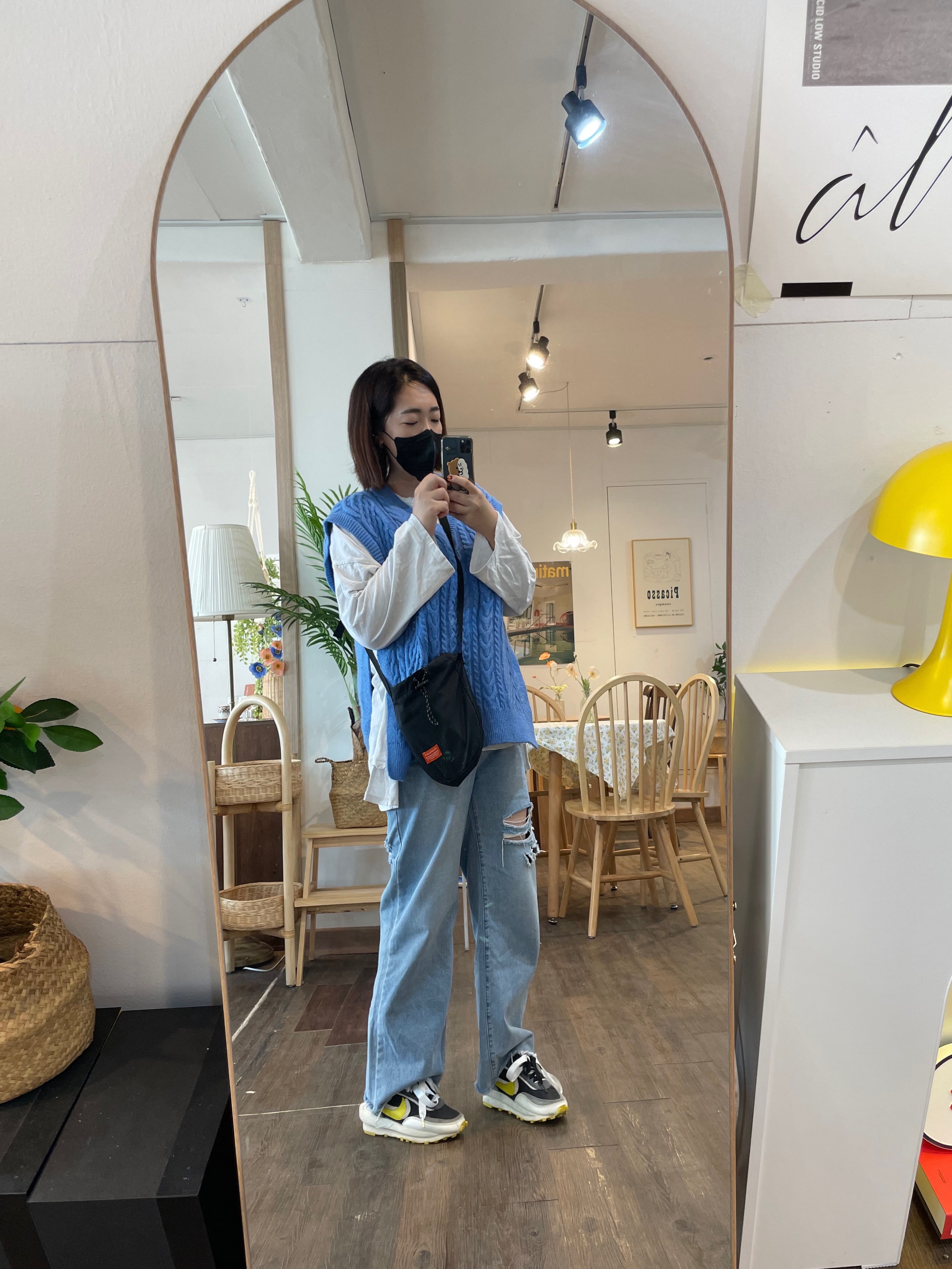 Nike x Sacai x Undercover LDWaffle Black Bright Citron 착용 스타일 - 1
