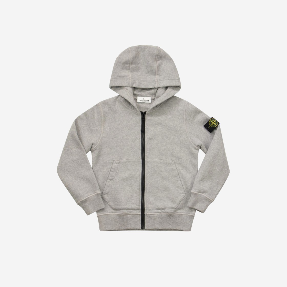 (Kids) Stone Island 60740 Cotton Fleece Full Zip Hooded Sweatshirt Melange Grey - 21FW 상세 이미지 1