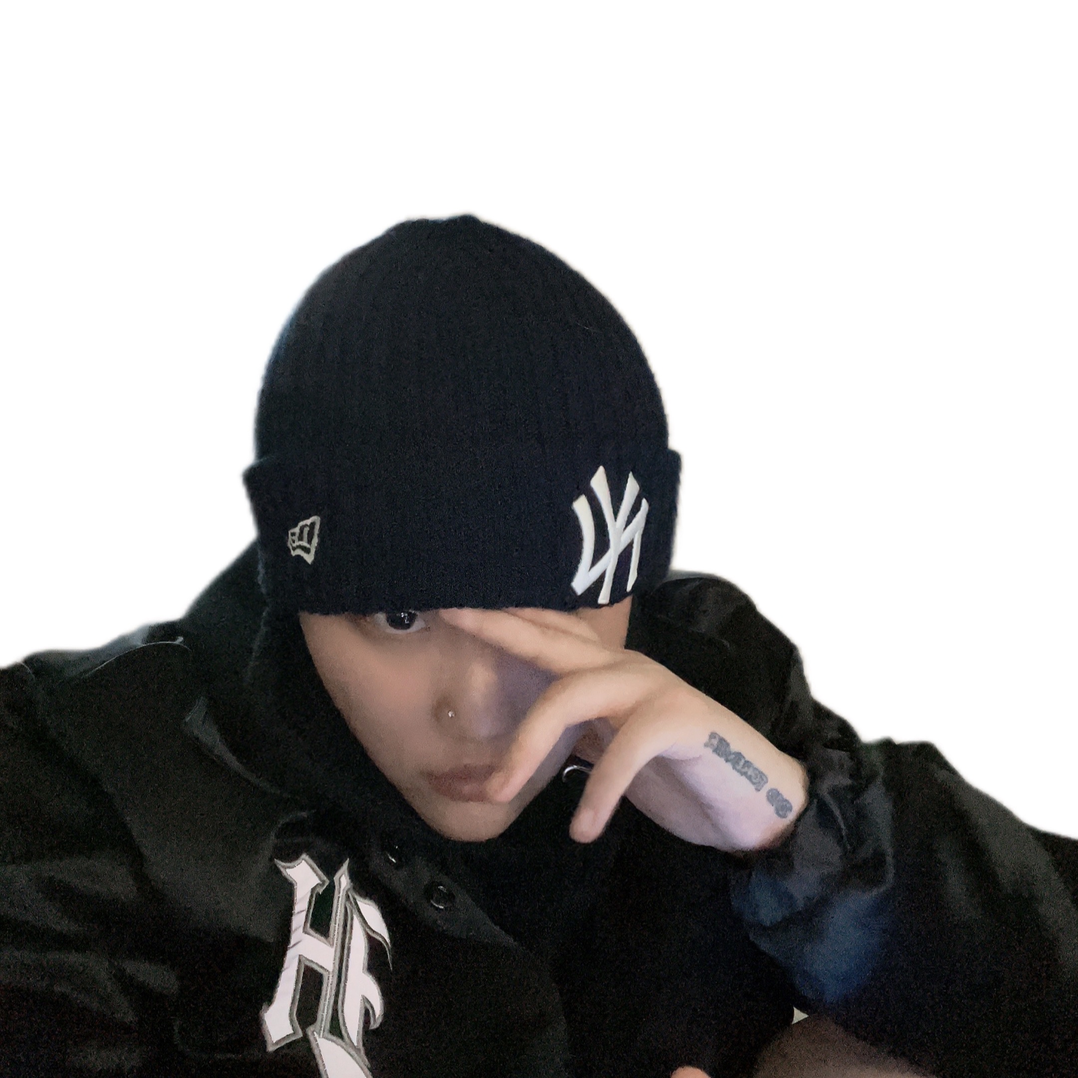Darkr8m Studio x Hardhitters Satin Coach Jacket Black 착용 스타일