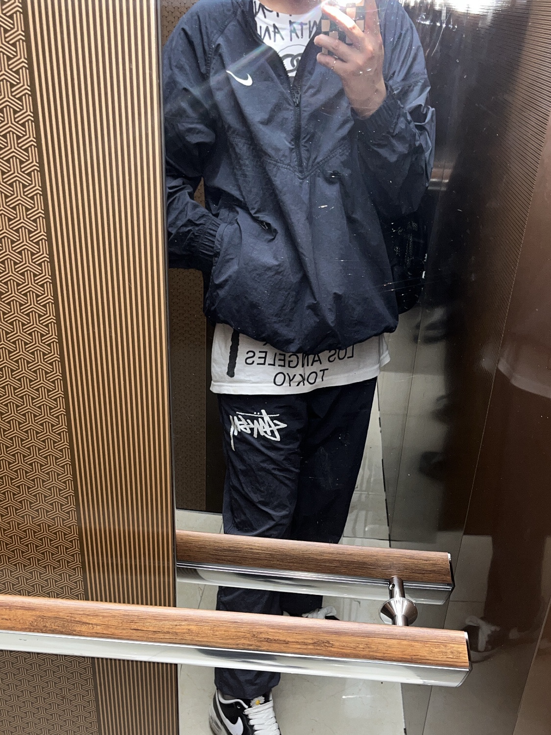 Nike x Peaceminusone Air Force 1 Low Para-Noise, Stussy x Takahiromiyashita The Soloist 40 WT T-Shirt 착용 스타일