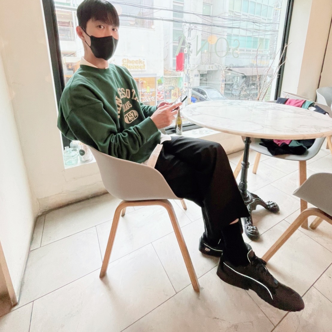 Puma x Ader Error Vaderon Black, Zara x Ader Error Wide Pants Black 착용 스타일 - 2