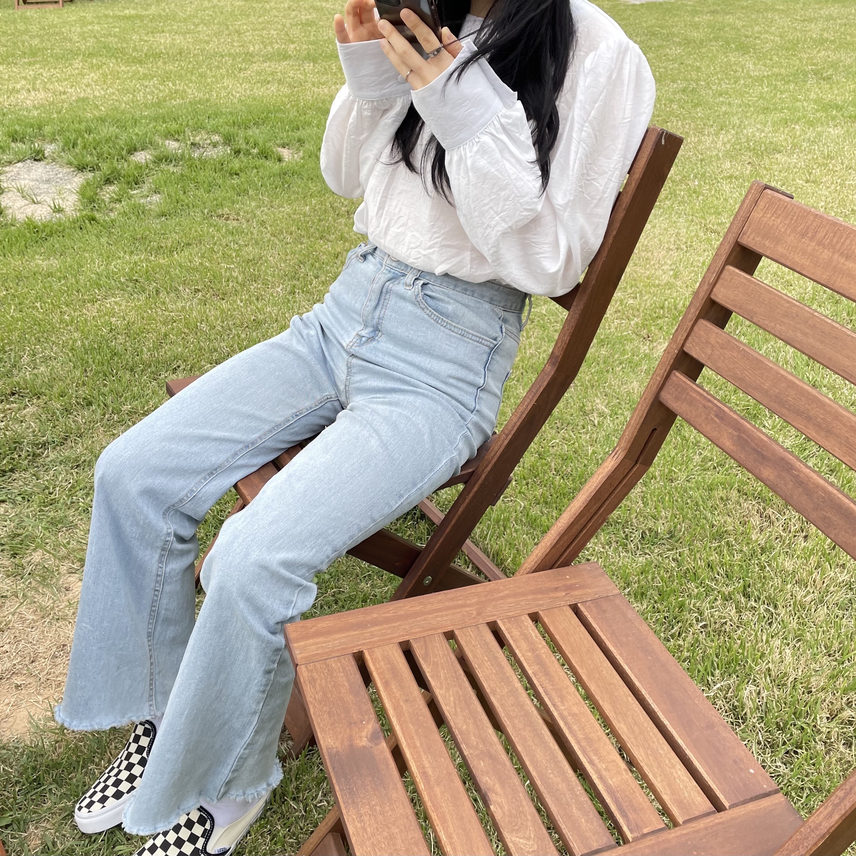 Vans Classic Slip-On Mule Checkerboard Black White 착용 스타일