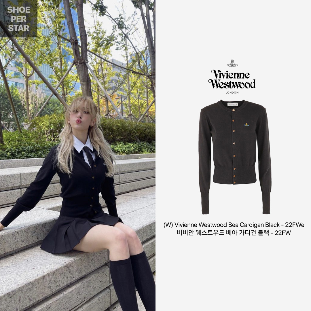 (W) Vivienne Westwood Bea Cardigan Black - 22FW 착용 스타일 - 1