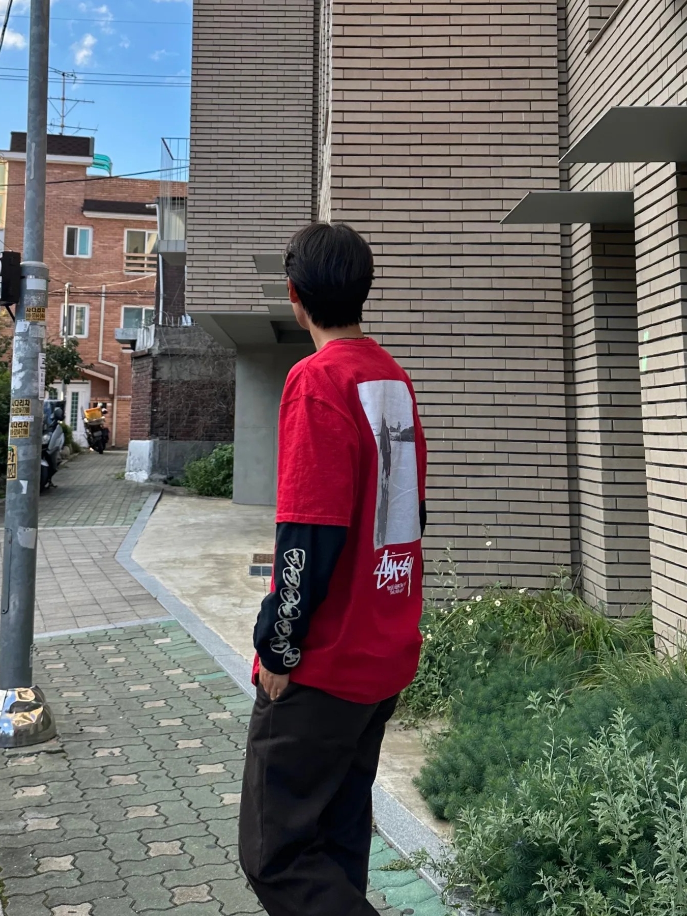 Stussy Low Tide T-Shirt Dark Red, Vans x Supreme Half Cab Pro White 착용 스타일 - 2