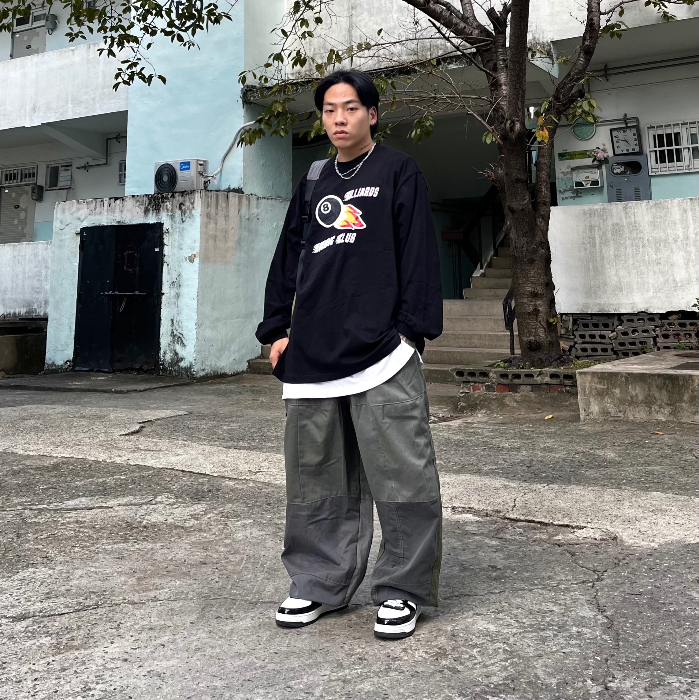 BAPE Bape Sta Low Black White 착용 스타일 - 1