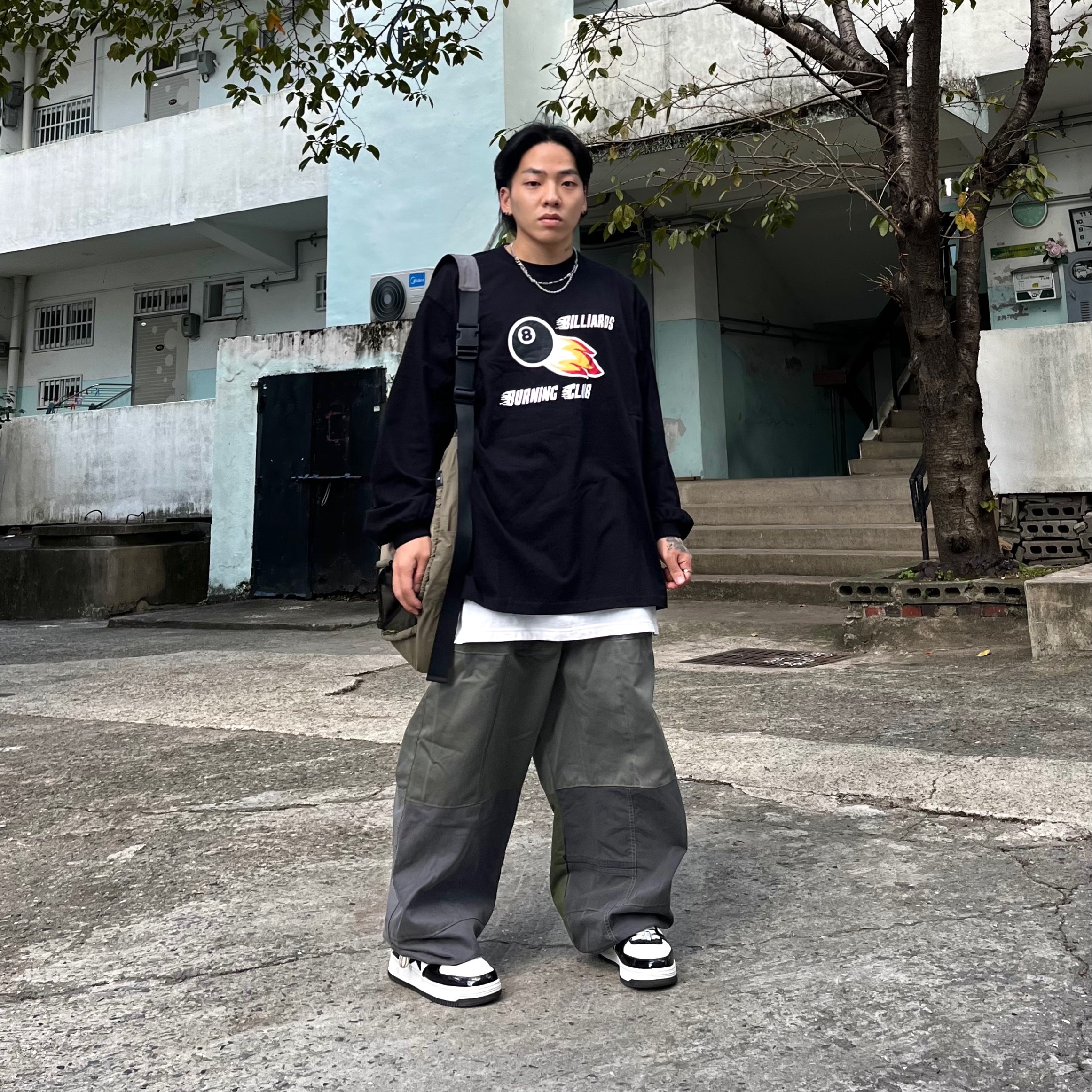 BAPE Bape Sta Low Black White 착용 스타일 - 2