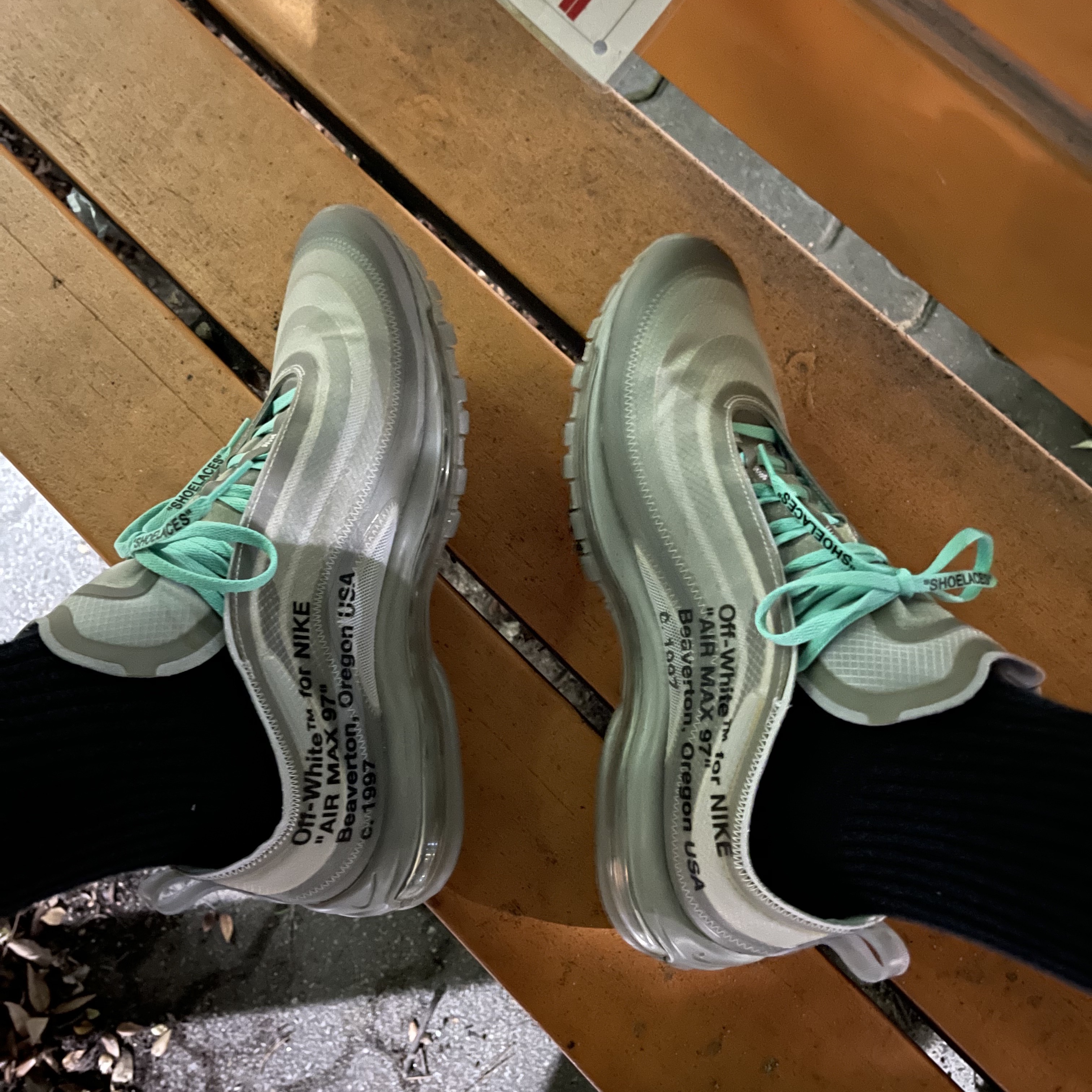 Nike x Off-White Air Max 97 Menta 착용 스타일 - 2
