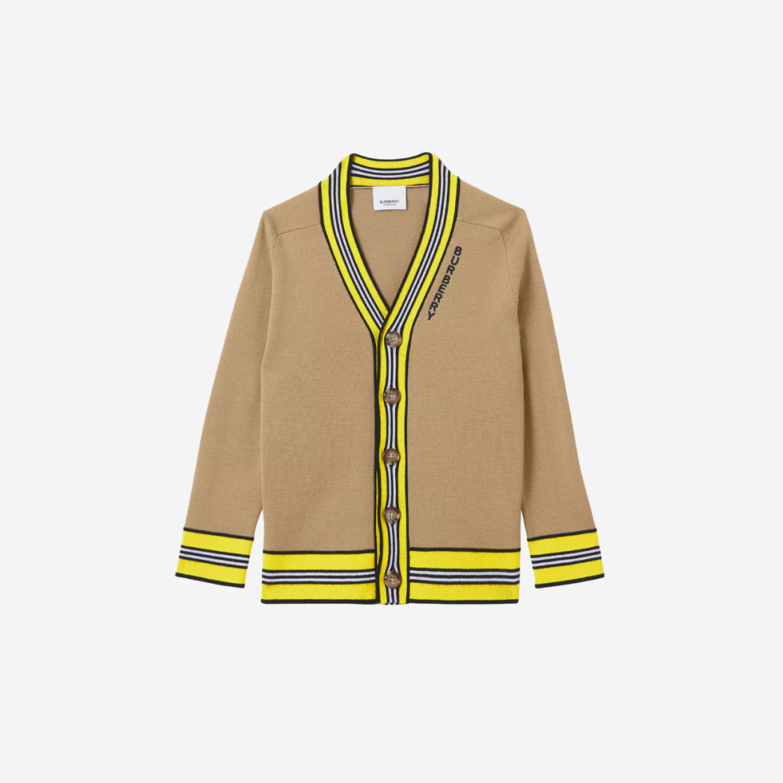 (키즈) 버버리 스트라이프 트리밍 울 가디건 아카이브 베이지 Burberry KREAM