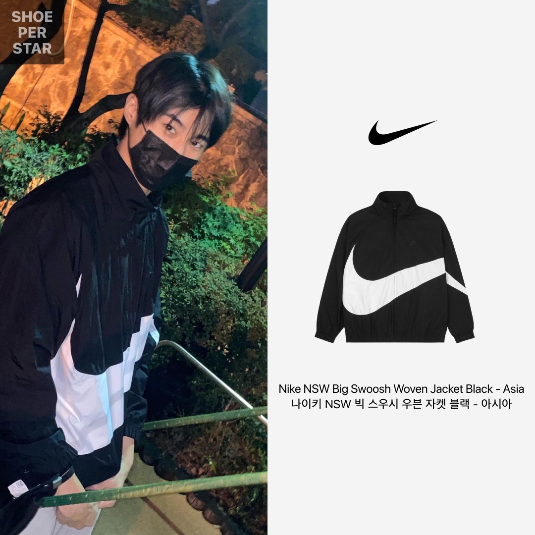 Nike NSW Big Swoosh Woven Jacket Black - Asia 착용 스타일 - 1