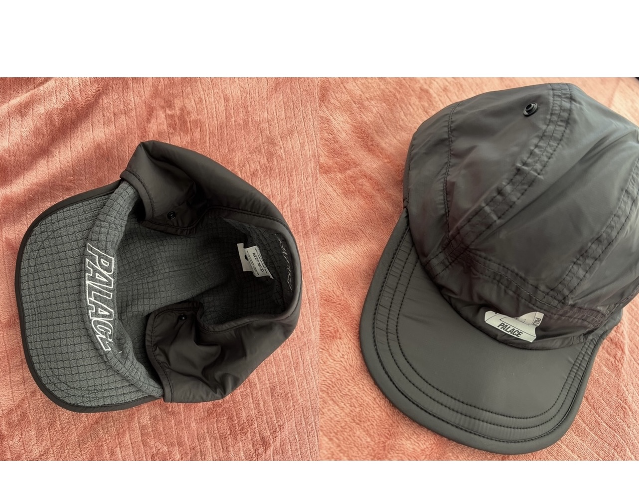 Palace Grid Fleece Reversible Earflap Hat Black - 22FW 착용 스타일 - 4