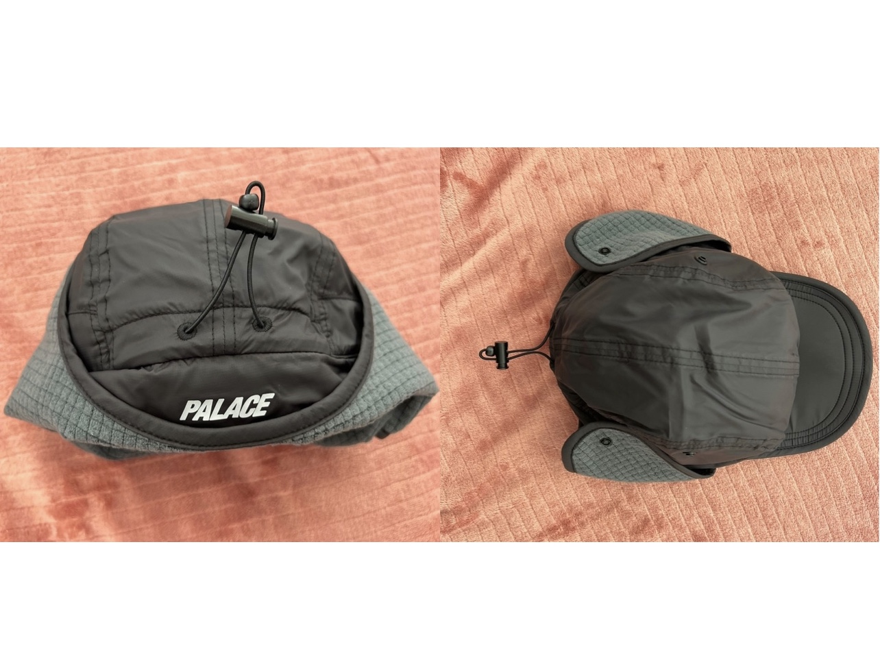 Palace Grid Fleece Reversible Earflap Hat Black - 22FW 착용 스타일 - 3