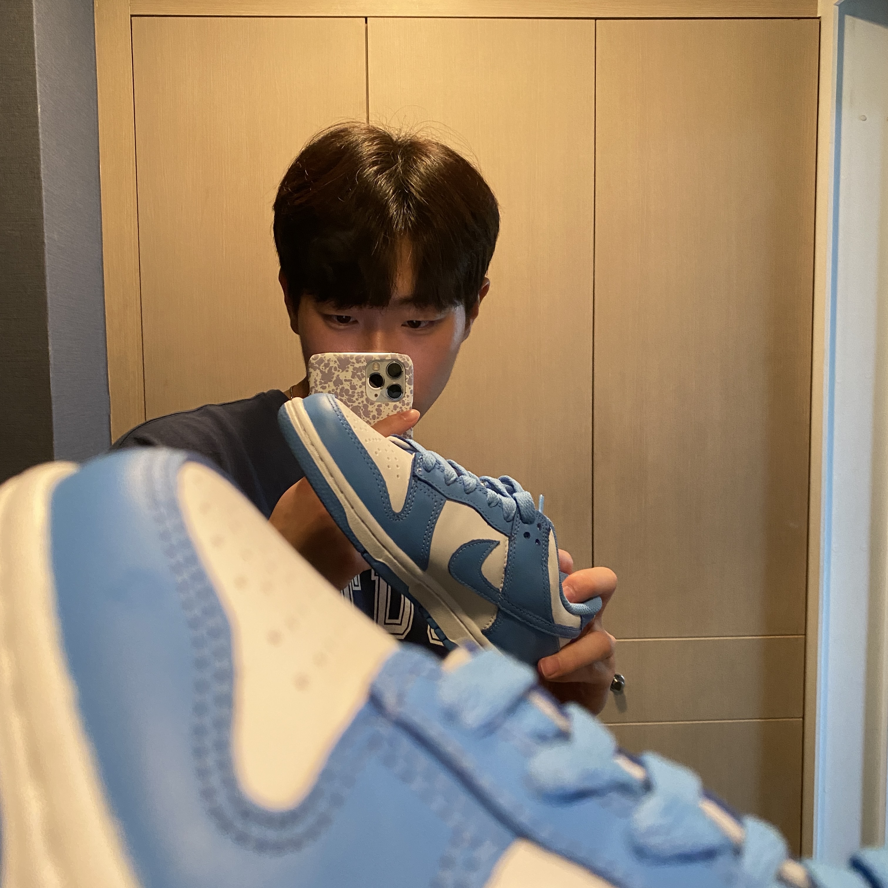 (GS) Nike Dunk Low University Blue 착용 스타일 - 1