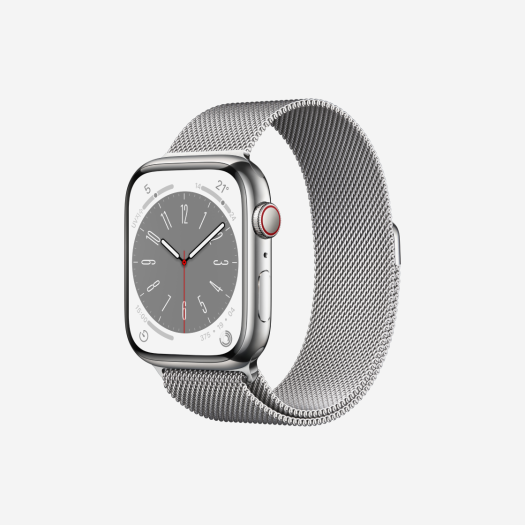 Apple Watch Series 8 45mm Cellular Silver Stainless Steel Case with Milanese Loop Silver (Korean Ver.)