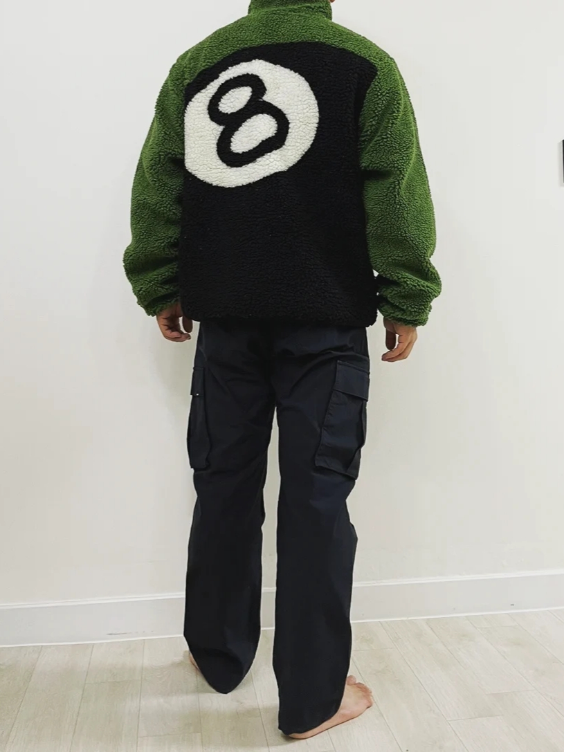 Stussy 8 Ball Sherpa Jacket Green 착용 스타일 - 1