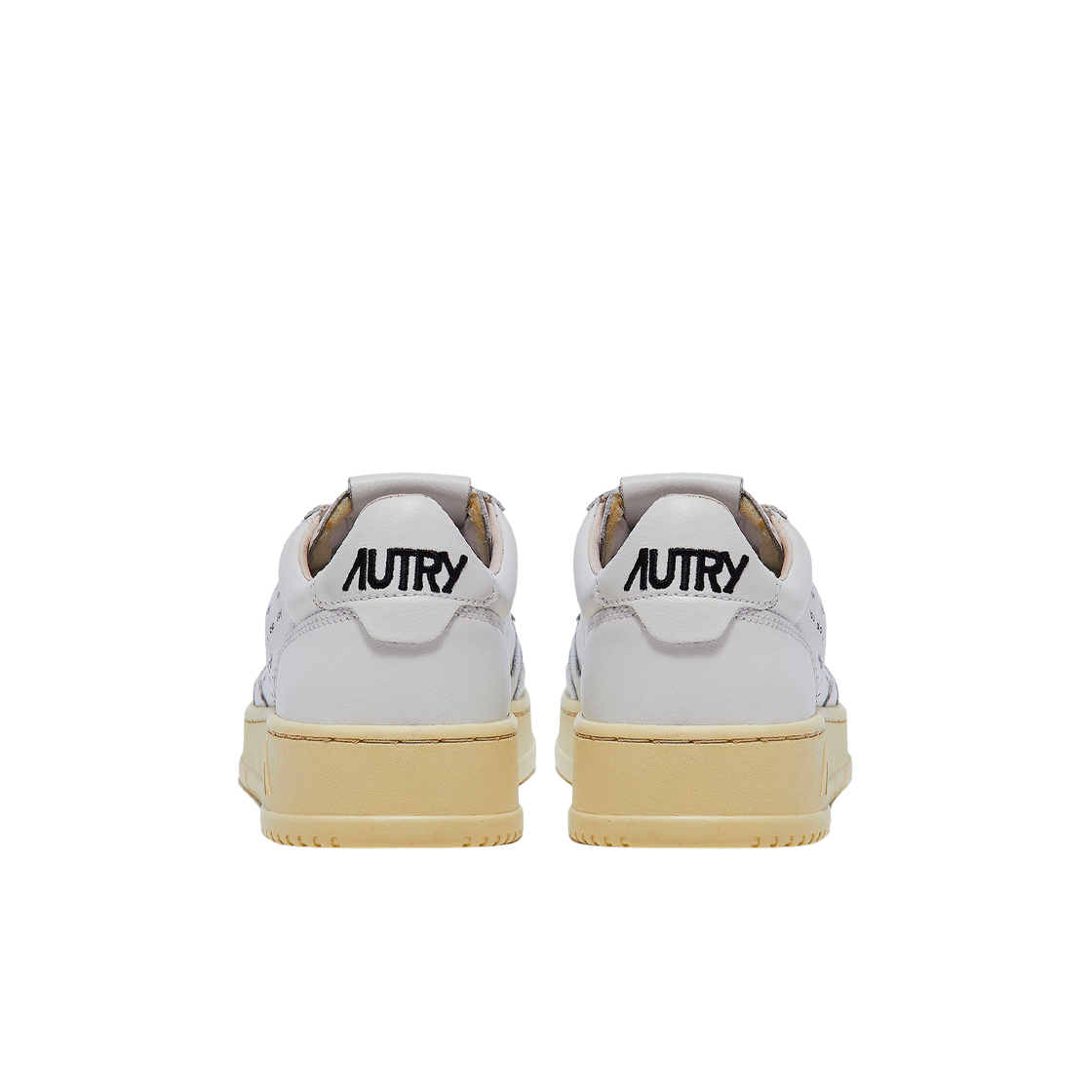오트리 메달리스트 로우 레더 스니커즈 화이트 블랙 레터링(Autry Medalist Low Leather Sneakers White with Black Lettering) - 3