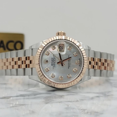 Rolex Lady-Datejust 28mm 279171 MoP Diamond-Set Jubilee 착용 스타일 - 2