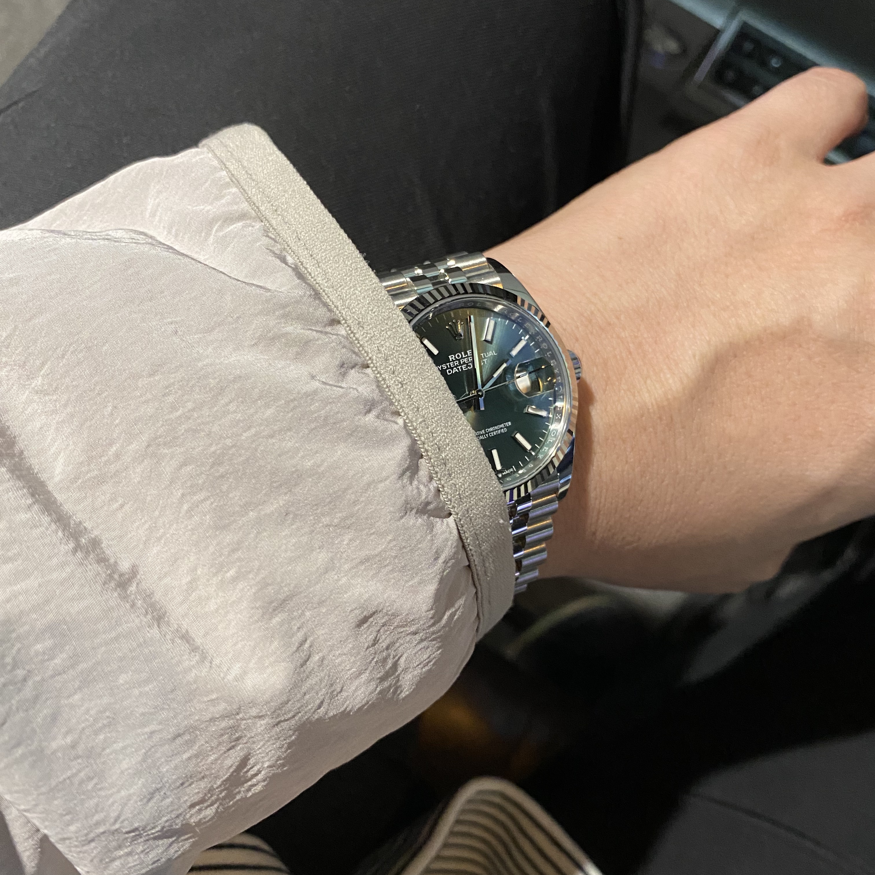 Rolex Datejust 36mm 126234 Mint Green Jubilee 착용 스타일