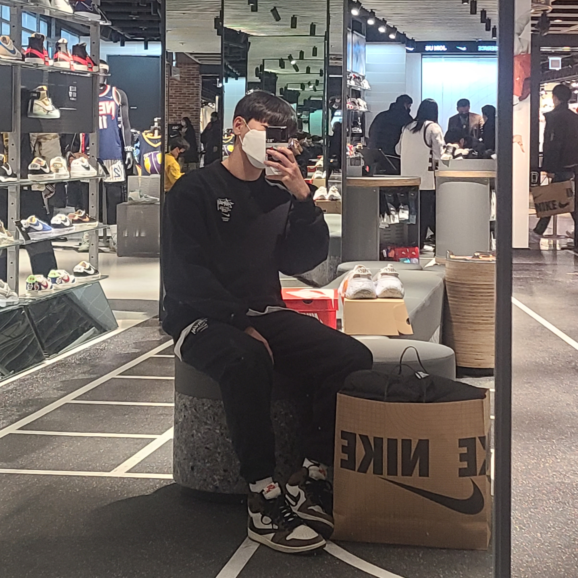 Nike x Stussy NRG ZR Fleece Crewneck Black - US/EU, Nike x Stussy NRG ZR Fleece Pants Black - US/EU 착용 스타일 - 1