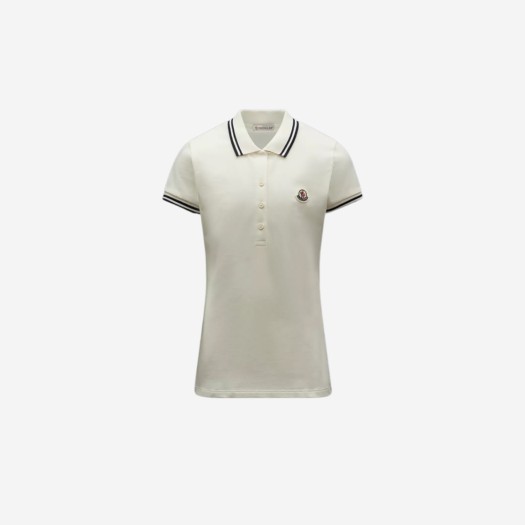 (Kids) Moncler Logo Polo Shirt Ivory White - 22SS
