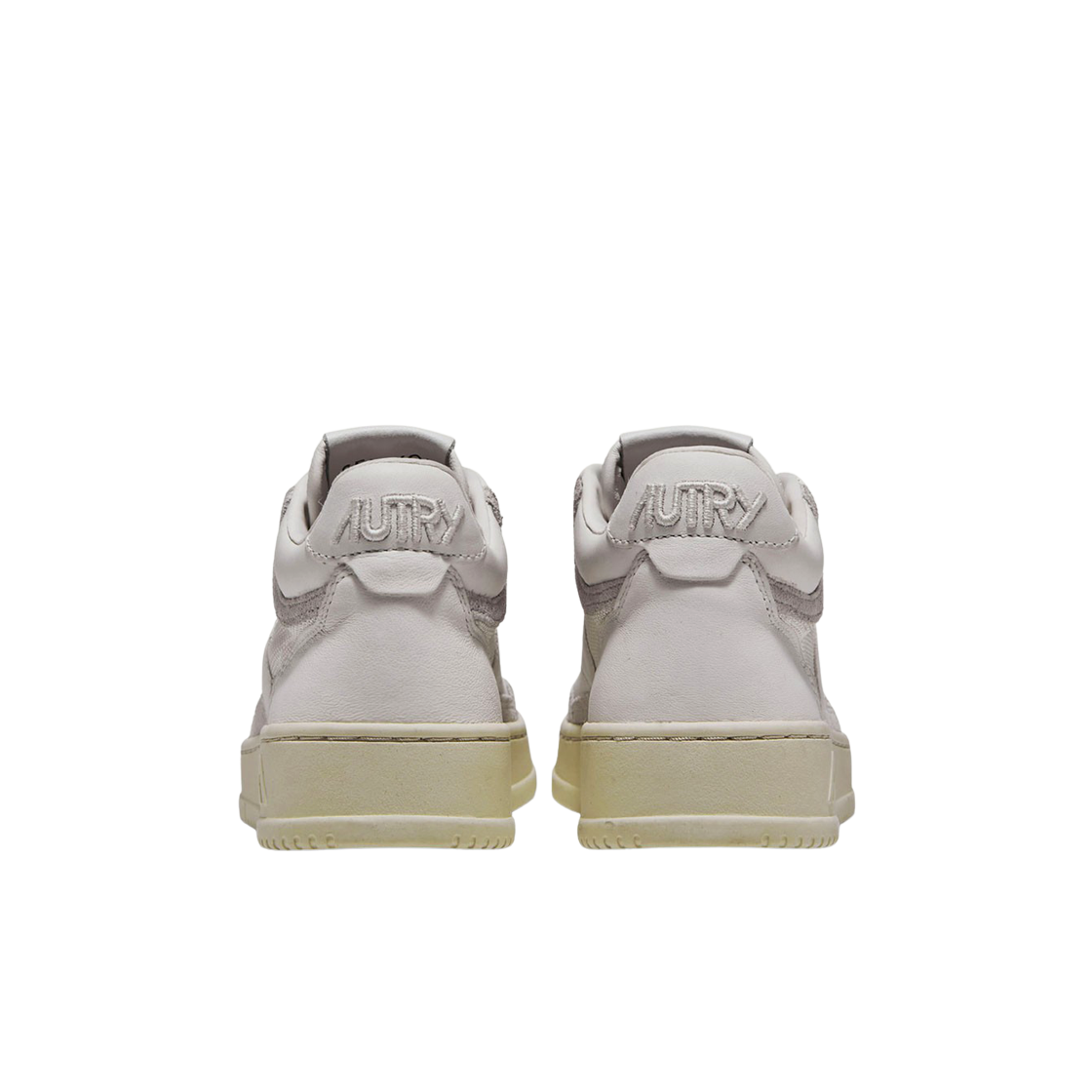 (W) 오트리 오픈 미드 레더 스웨이드 스니커즈 화이트((W) Autry Open Mid Leather Suede Sneakers White) - 3