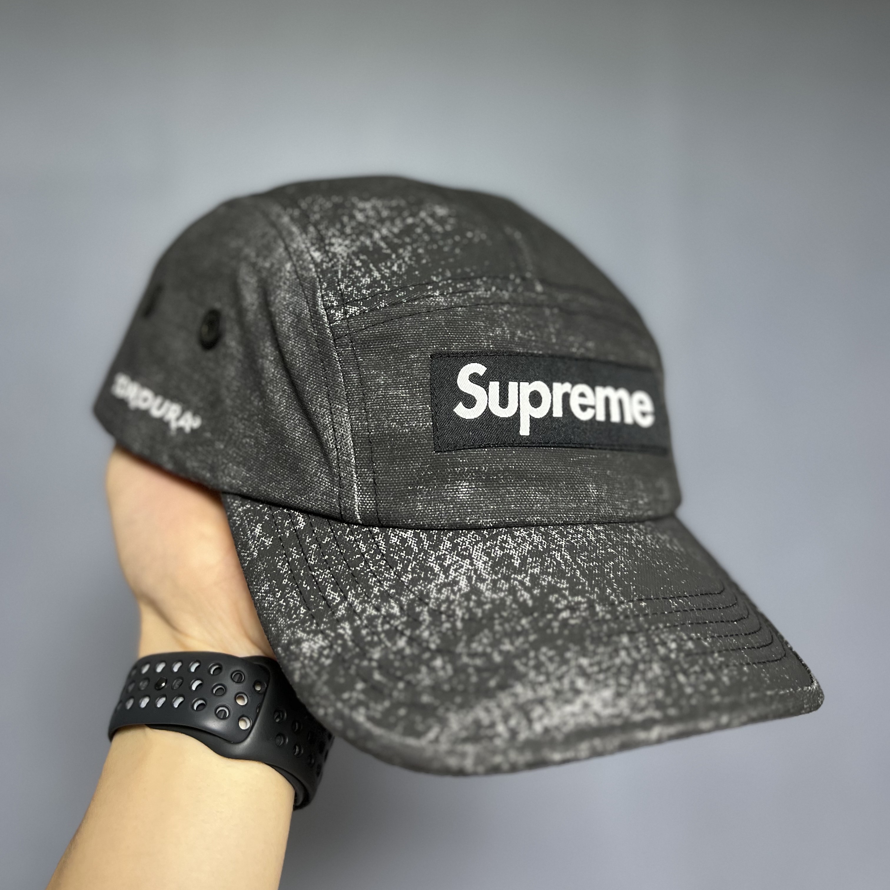 Supreme Coated Cordura Camp Cap Black - 22SS 착용 스타일 - 1