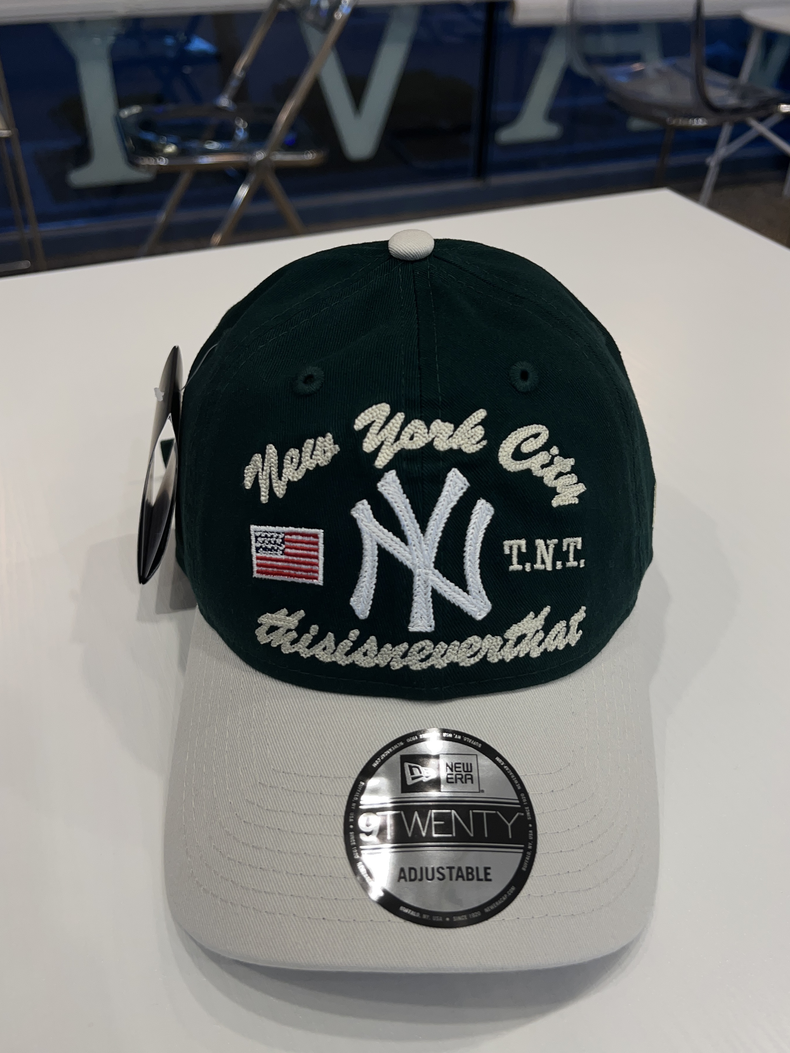 Thisisneverthat x New Era x MLB New York Yankees Unstructured 2-Tone Ball Cap Dark Green 착용 스타일