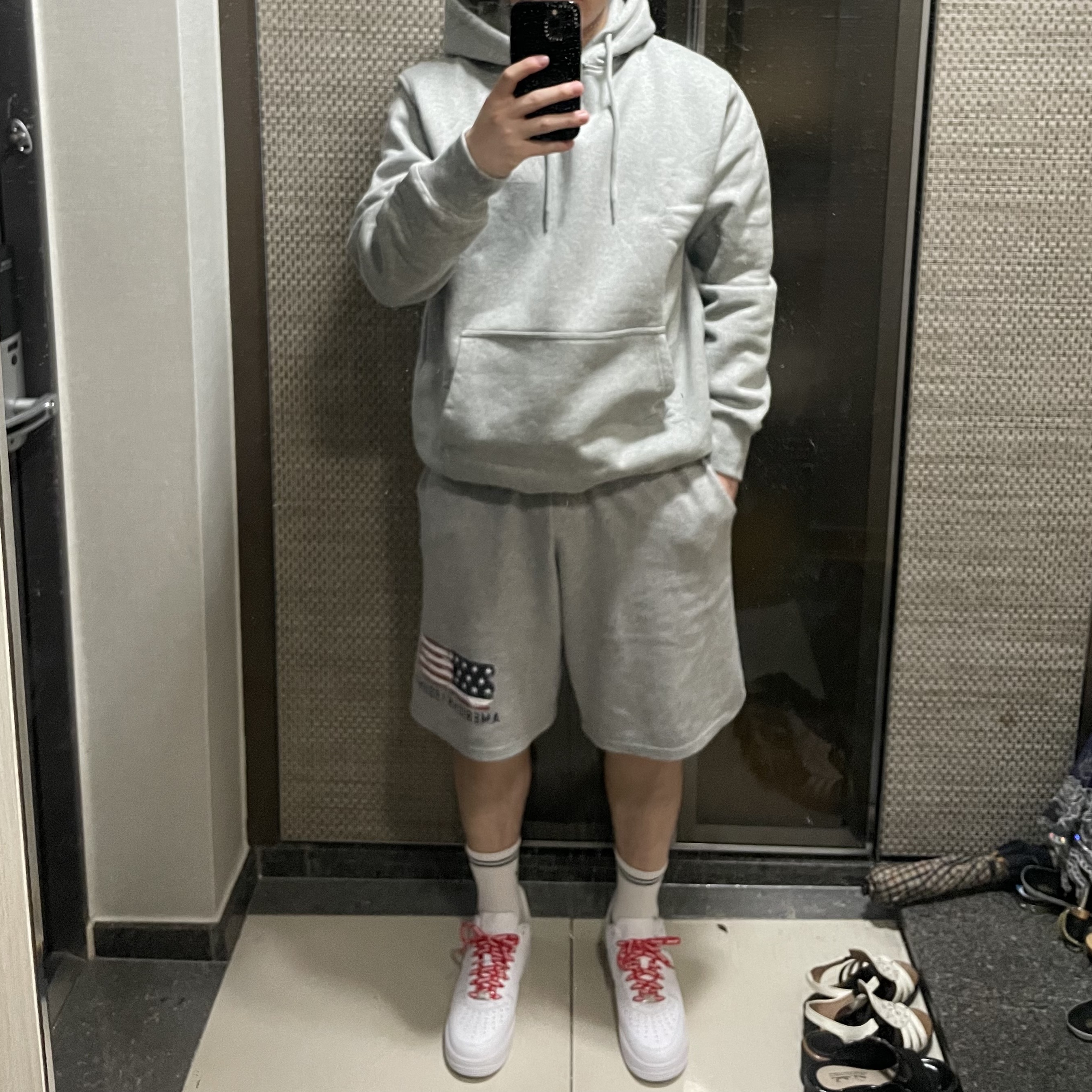 Palace x CK1 Tri-Ferg Hood Grey Marl - 22SS 착용 스타일 - 1