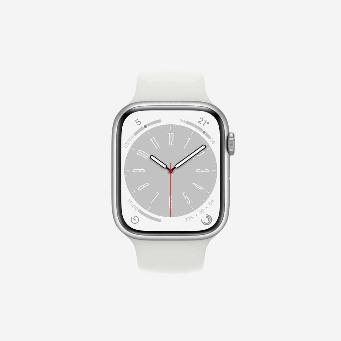 Apple Watch Series 8 45mm Cellular Silver Aluminum Case with Sport Band White (Korean Ver.) 상세 이미지 2