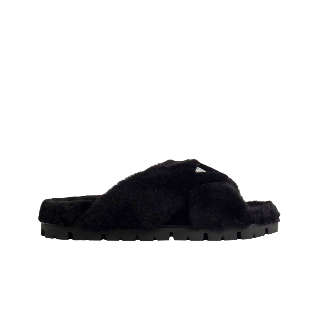 (W) 프라다 러버 솔 셔링 샌들 블랙((W) Prada Rubber Sole Shearling Sandals Black) - 1