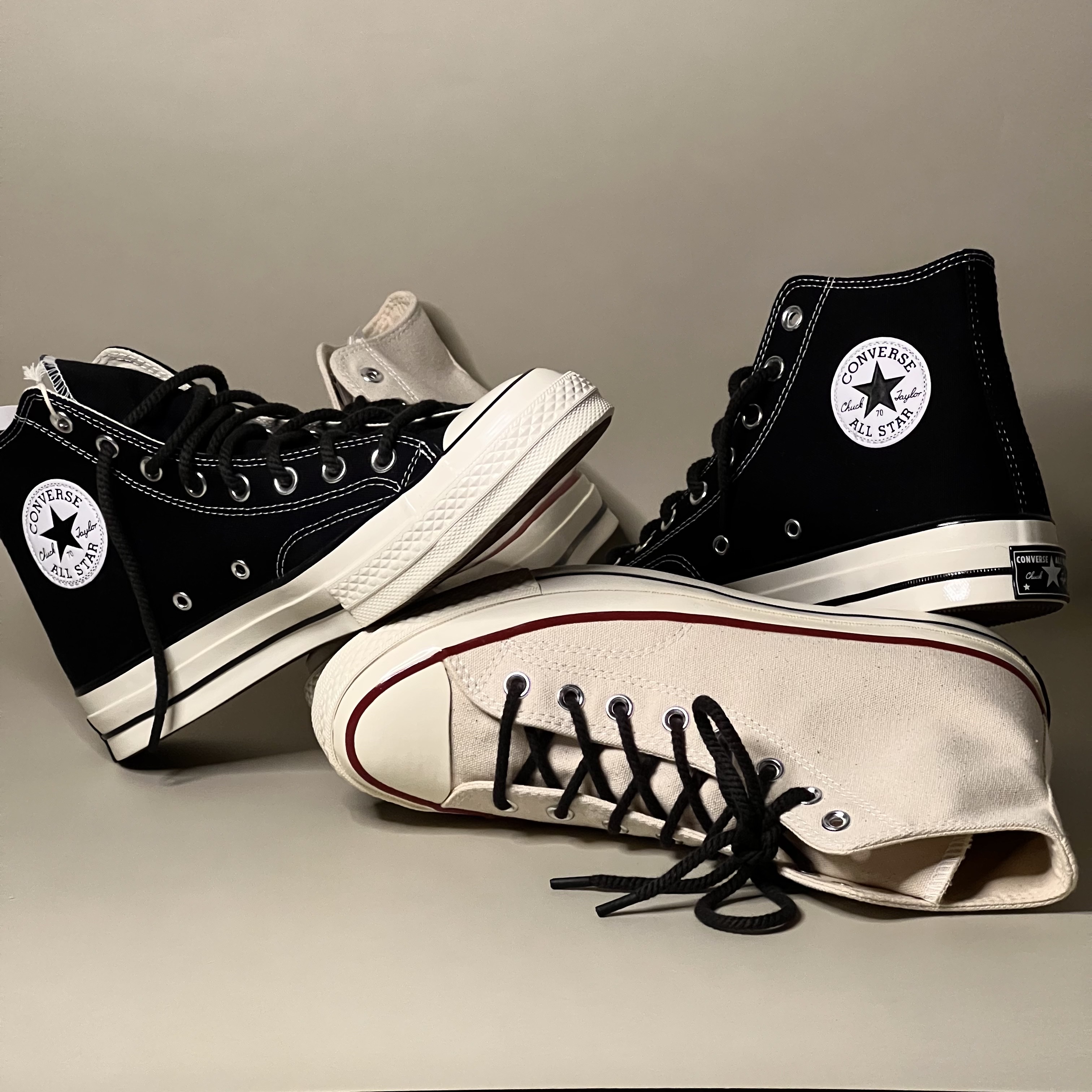 Converse Chuck 70 Hi Black, Converse Chuck 70 High Parchment 착용 스타일 - 3