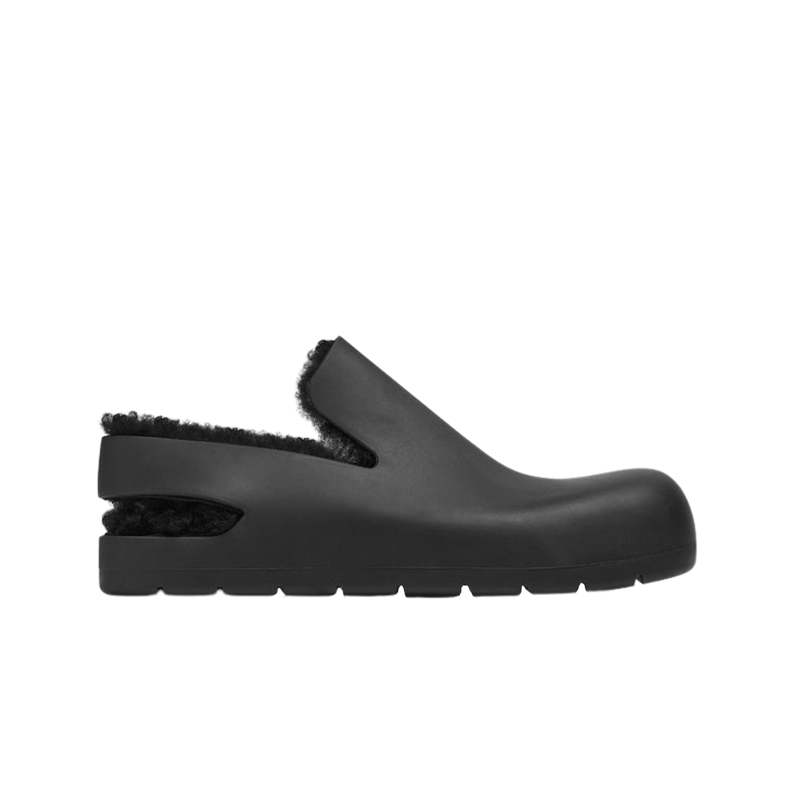 (W) 보테가 베네타 퍼들 셔링 러버 슬링백 샌들 블랙((W) Bottega Veneta Puddle Shearling Rubber Slingback Sandals Black)