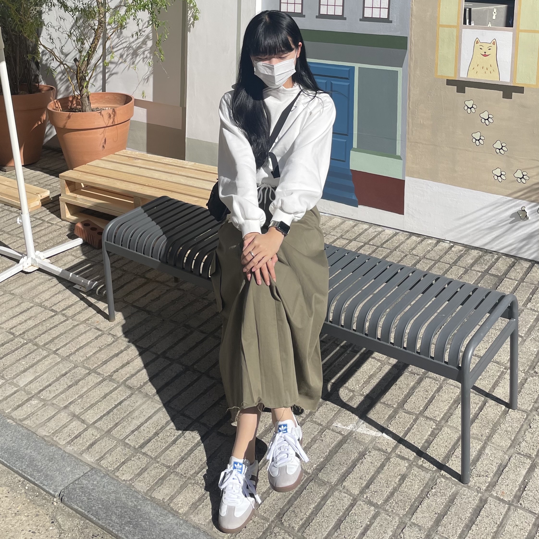 Adidas Samba Vegan White Black 착용 스타일
