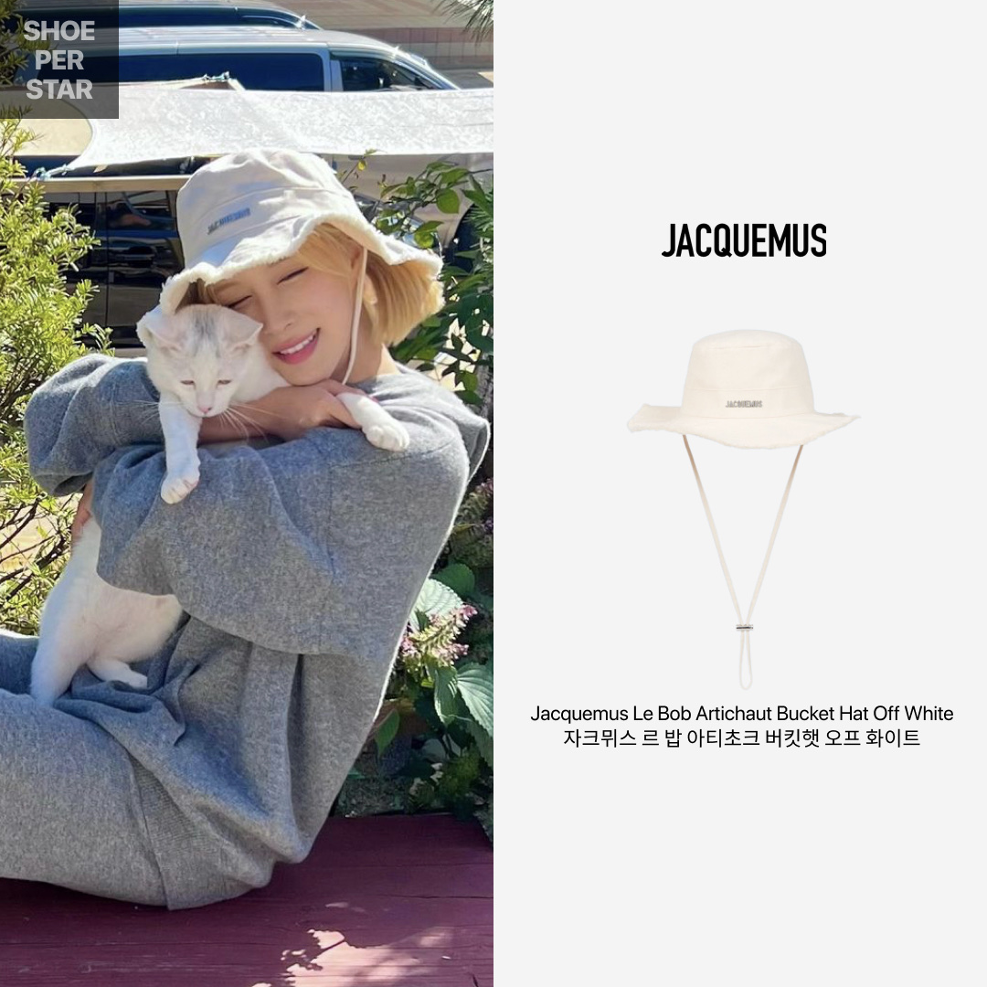 Jacquemus Le Bob Artichaut Bucket Hat Off White 착용 스타일 - 1