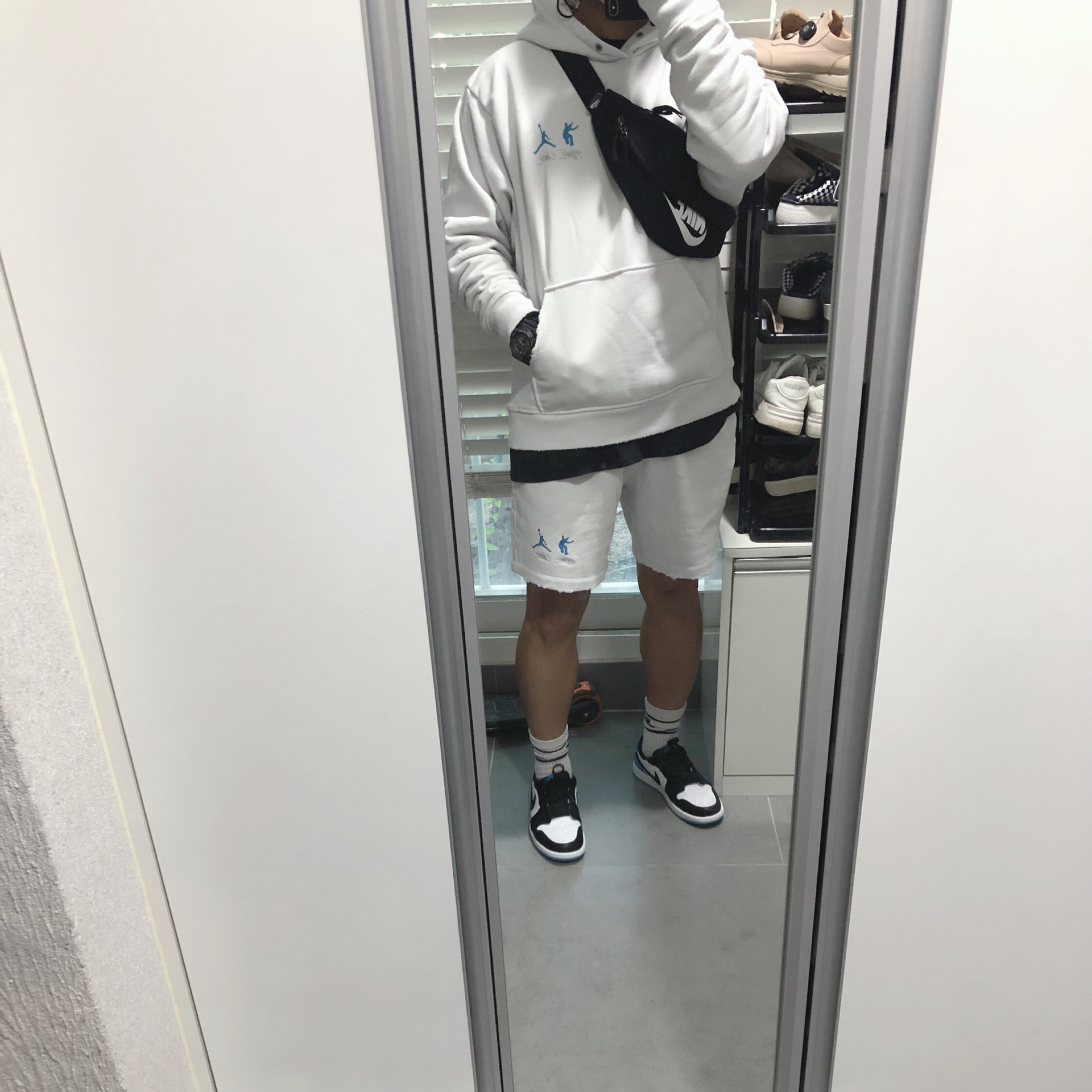 Jordan x Union Fleece Hoodie Photon Dust - Asia, Jordan x Union Fleece Shorts Photon Dust - Asia 착용 스타일 - 1